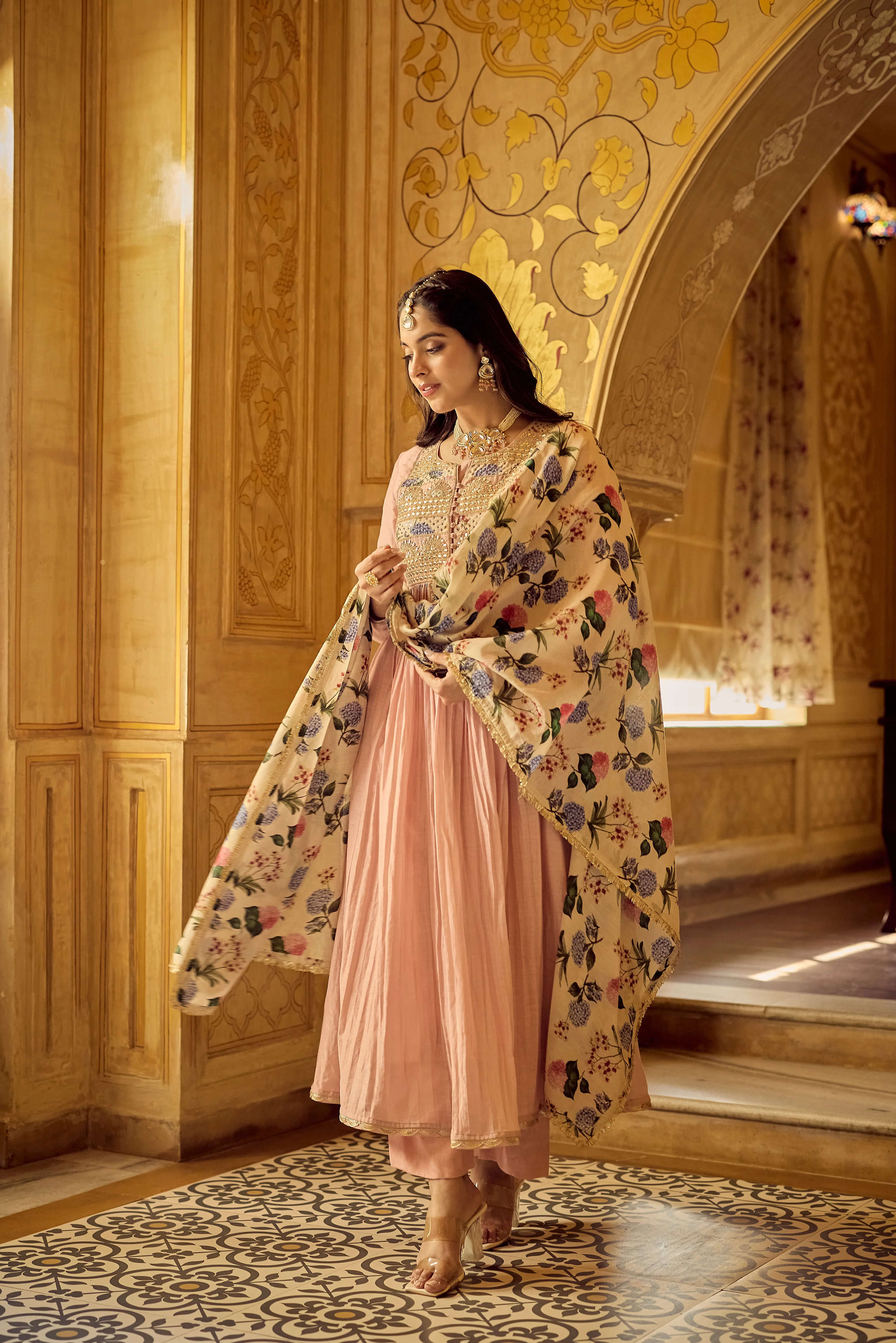 Blush Gulab Chanderi Embroidered Suit Set - Image 5