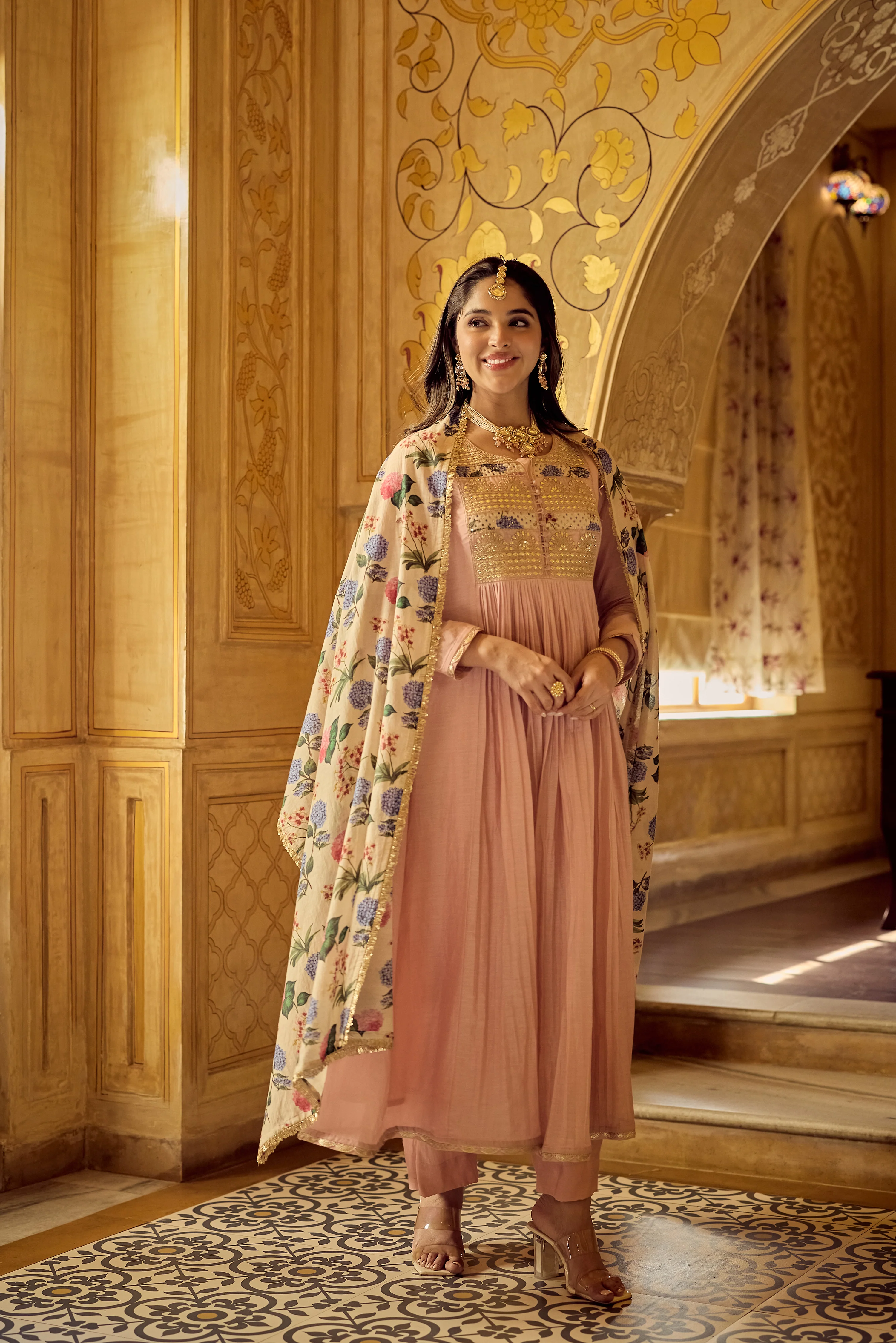 Blush Gulab Chanderi Embroidered Suit Set - Image 7