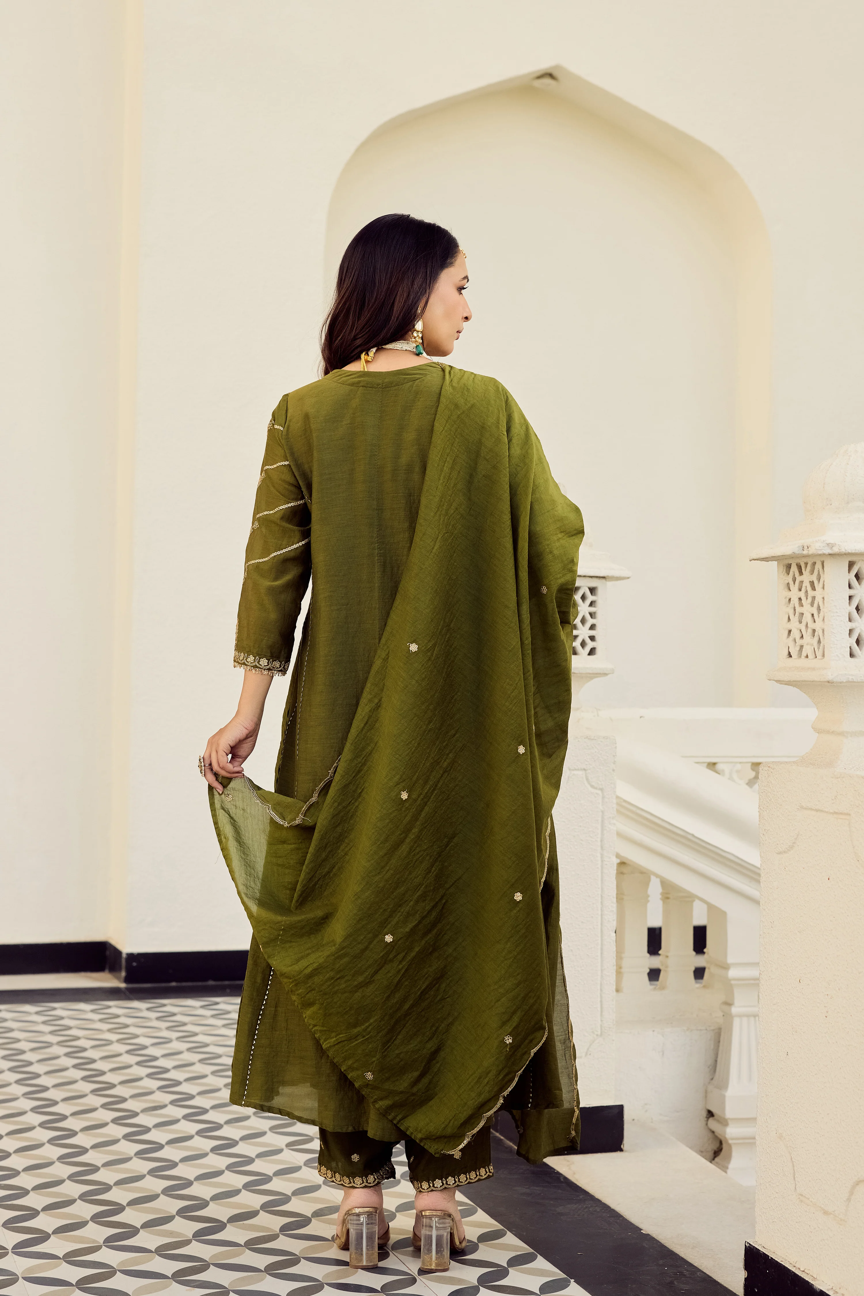 Mehndi Moss Embroidered Suit Set - Image 10