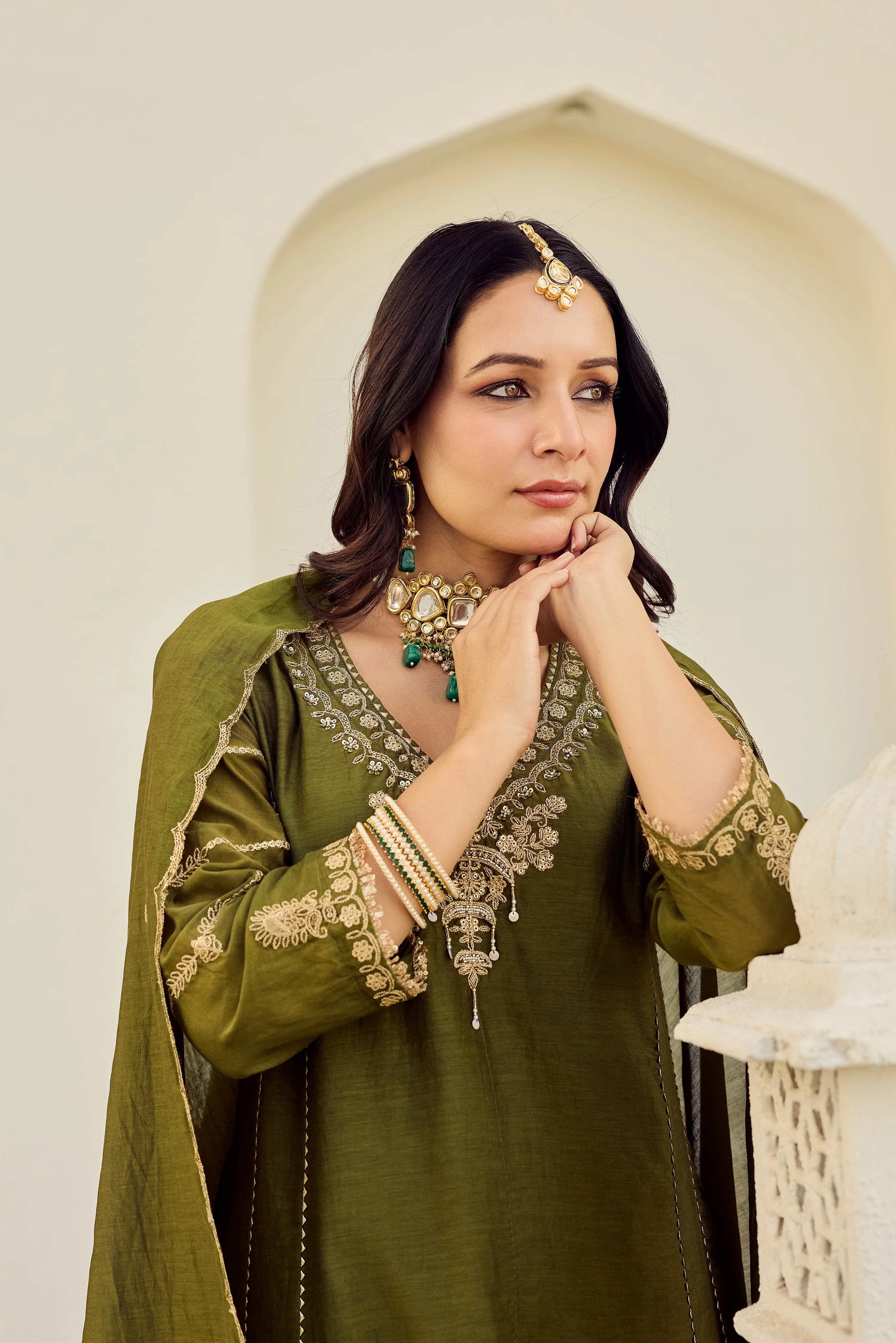 Mehndi Moss Embroidered Suit Set - Image 13