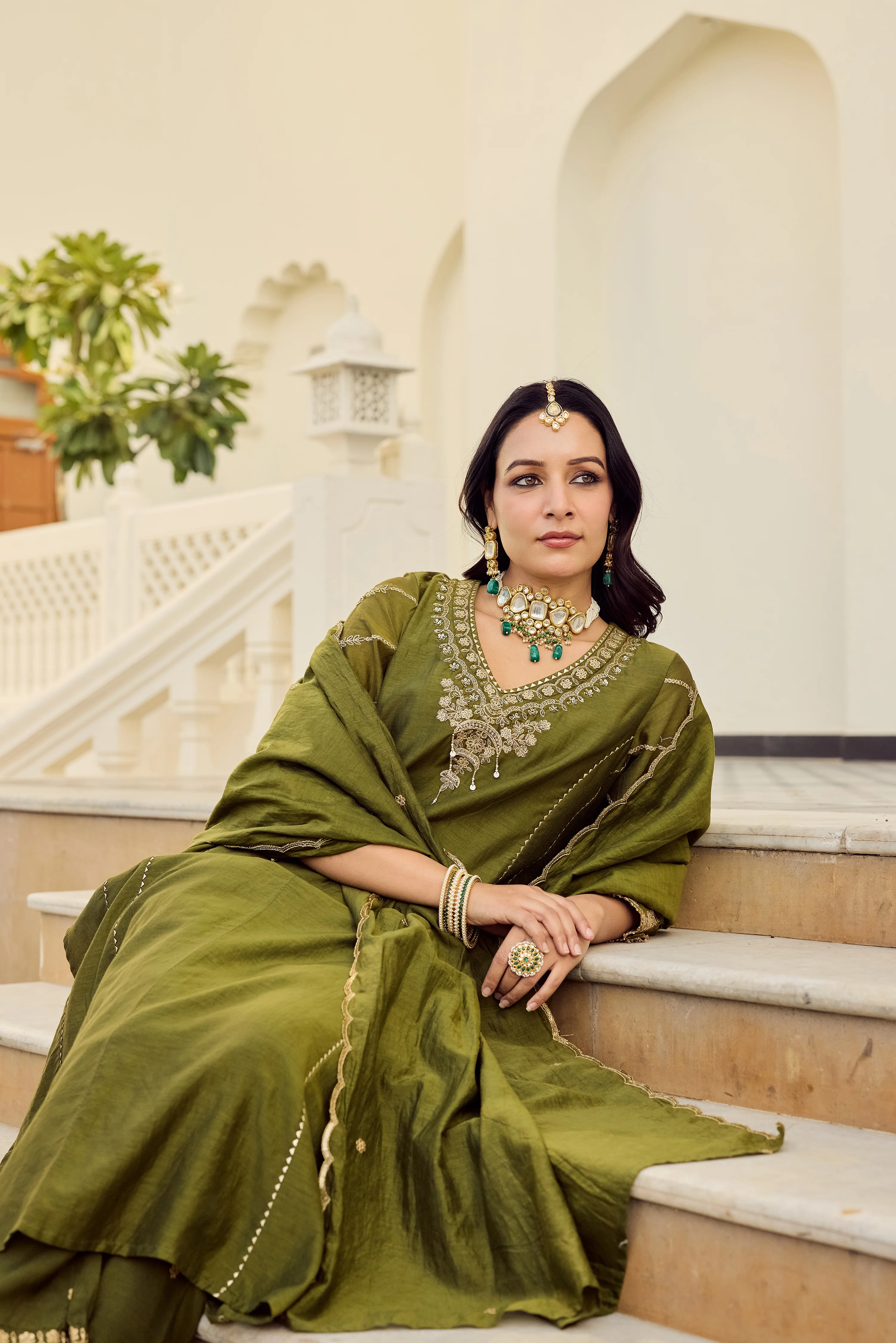 Mehndi Moss Embroidered Suit Set - Image 14