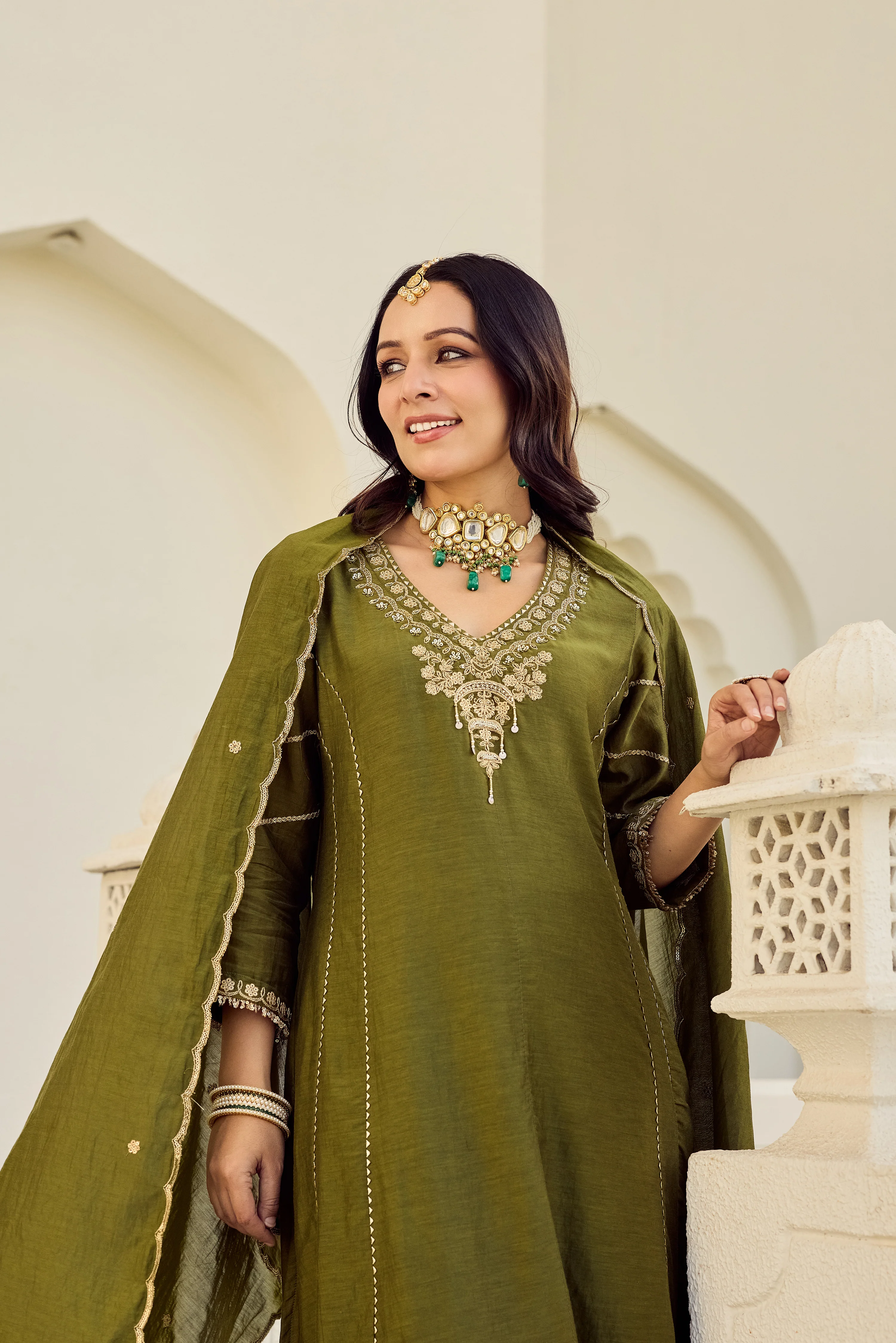 Mehndi Moss Embroidered Suit Set - Image 4