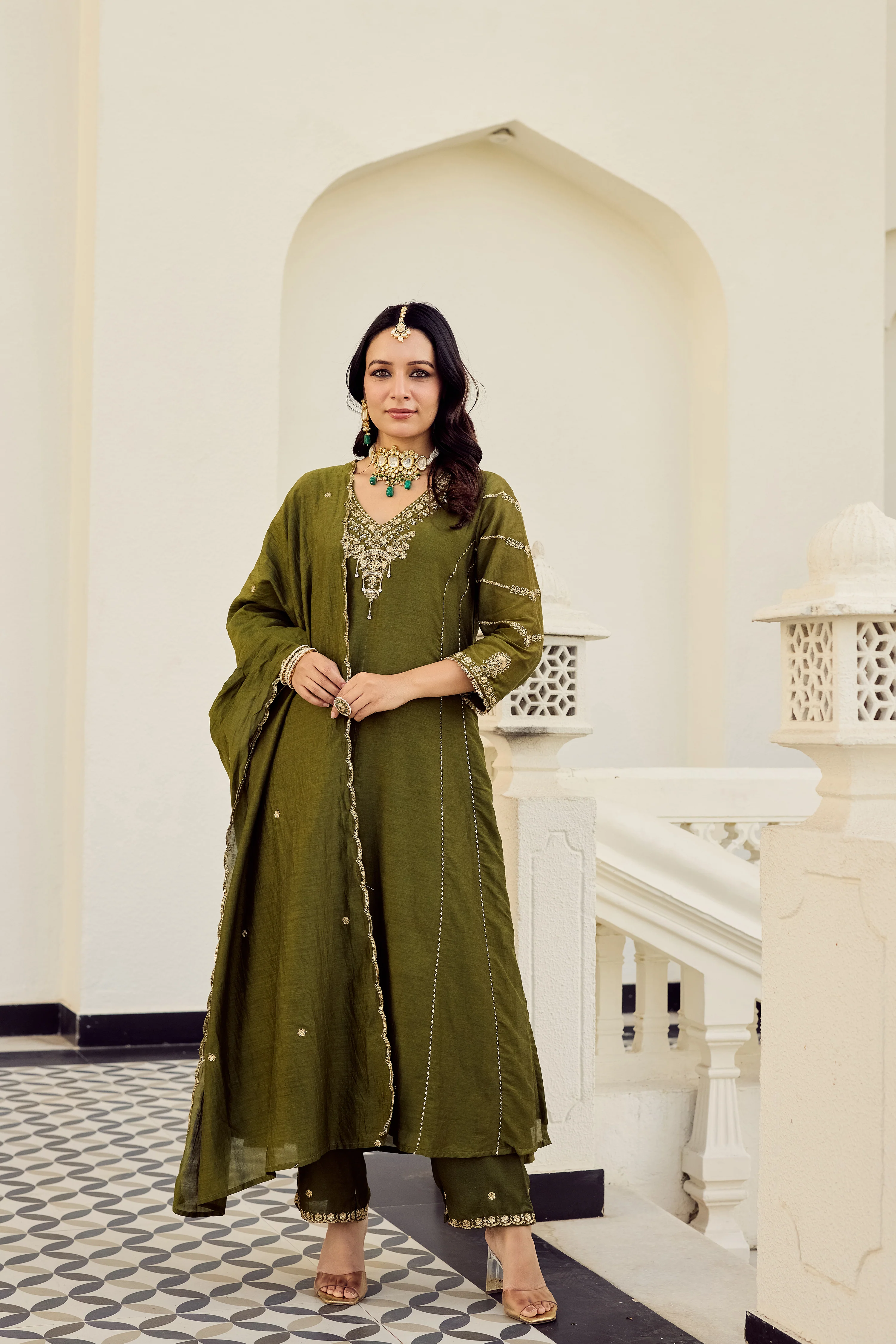 Mehndi Moss Embroidered Suit Set - Image 5