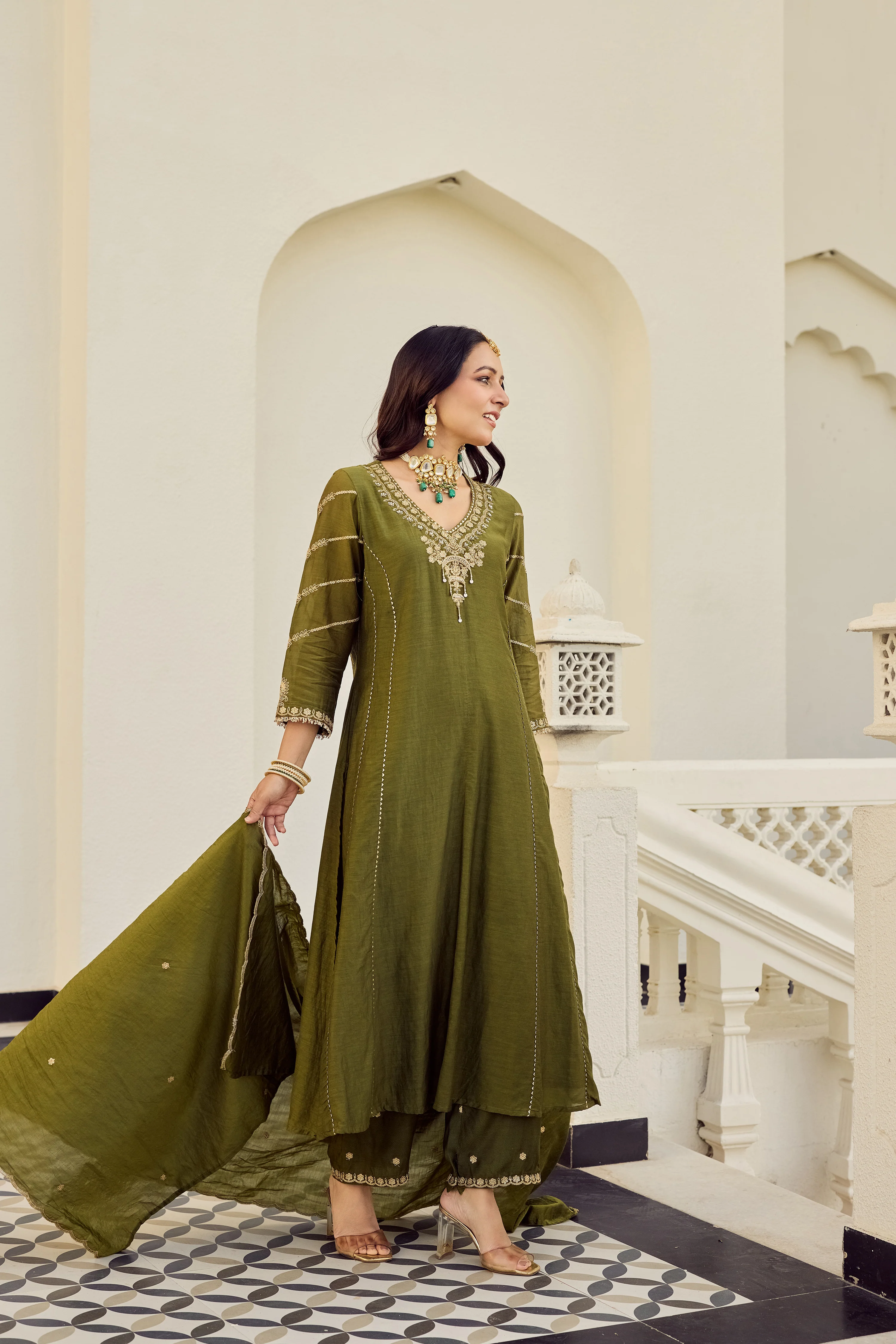 Mehndi Moss Embroidered Suit Set - Image 8