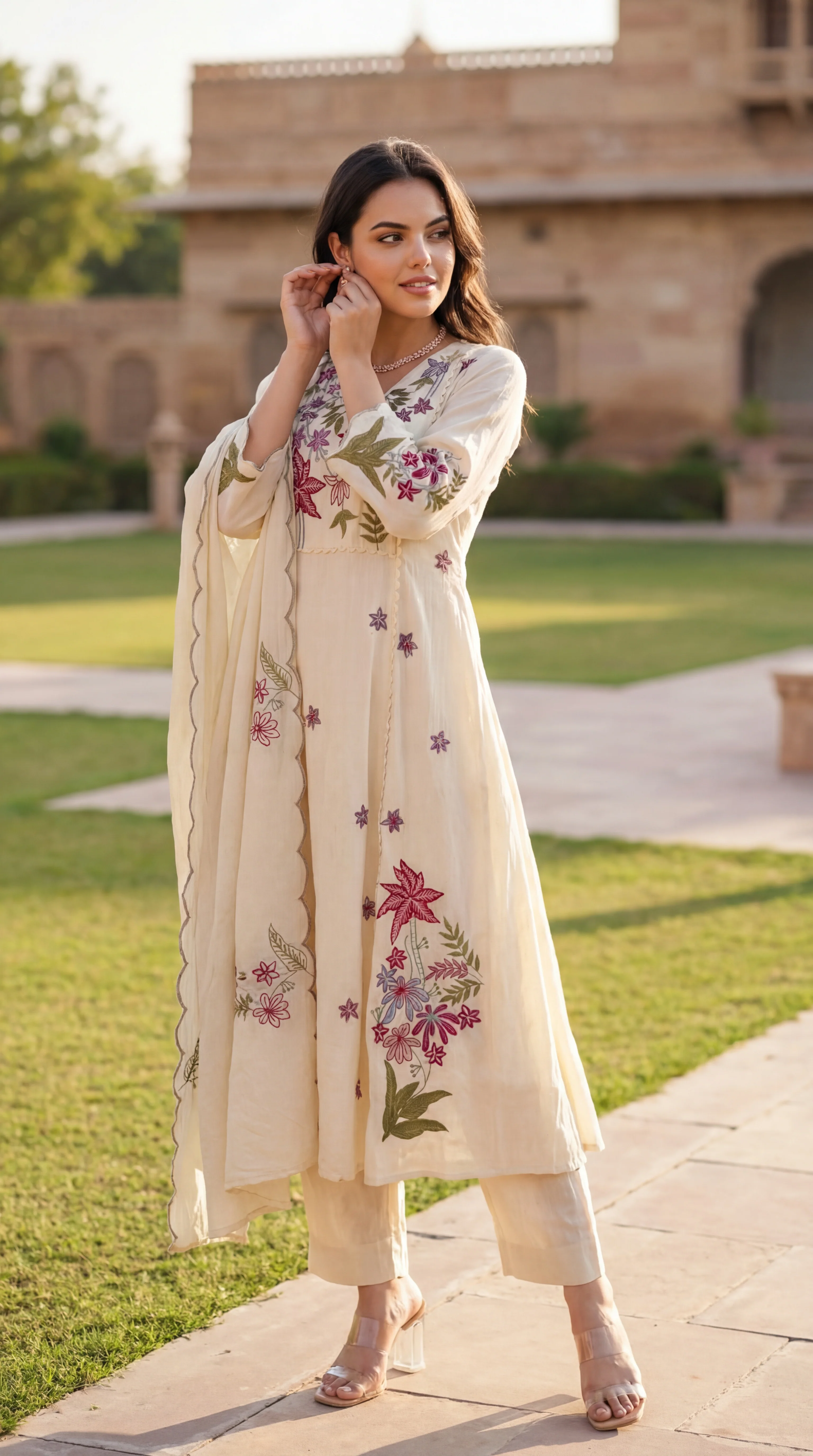 Ivory Petal Chanderi Suit Set - Image 2