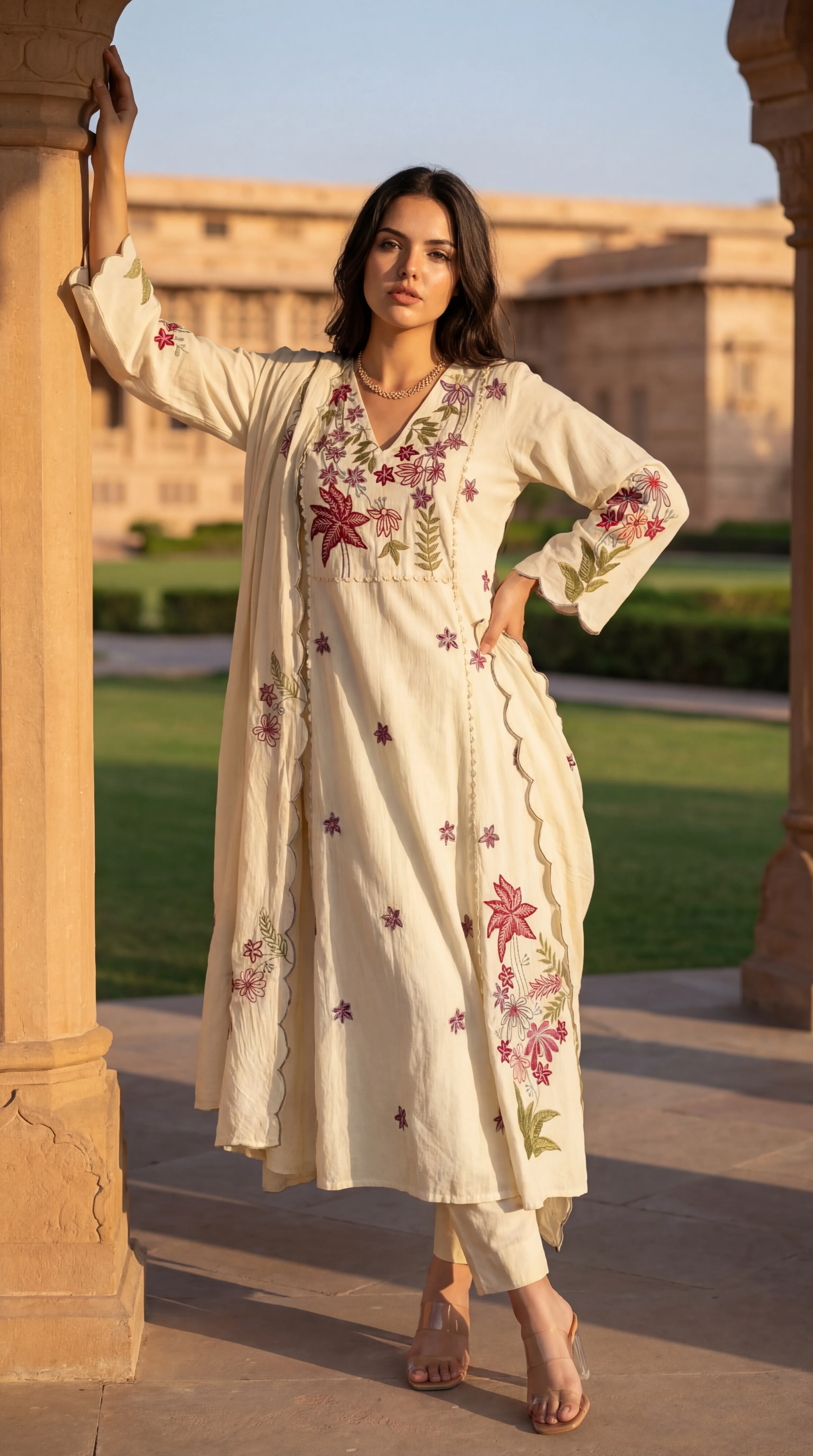 Ivory Petal Chanderi Suit Set - Image 5