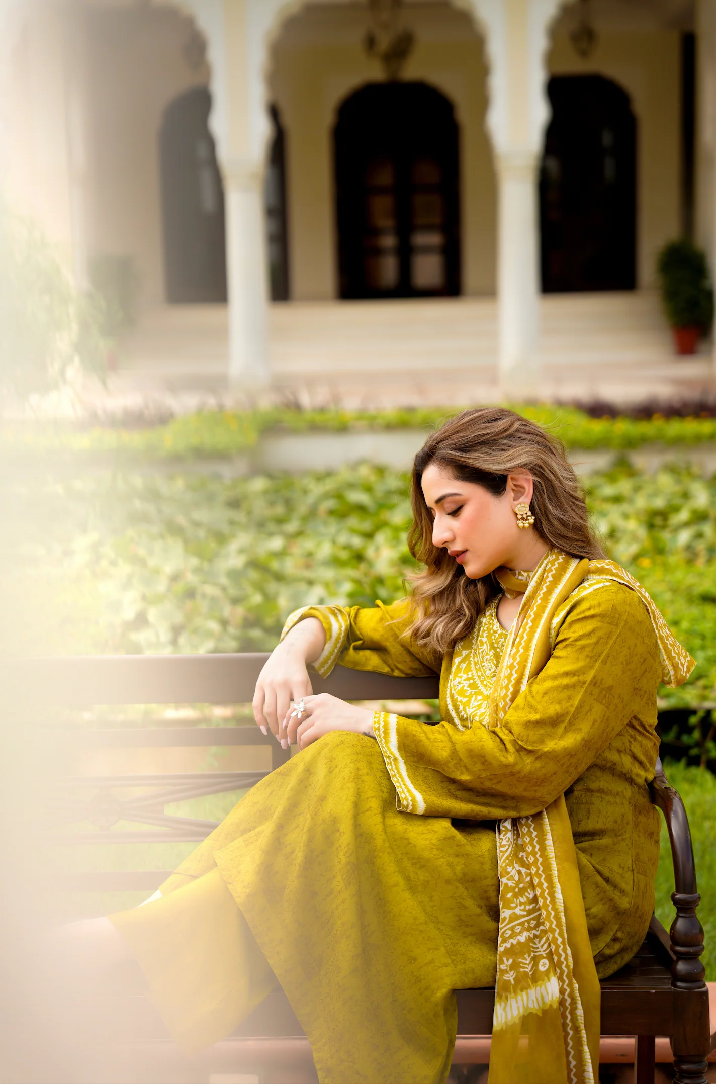 Olive Whisper Russian Silk Printed Suit Set - Image 16