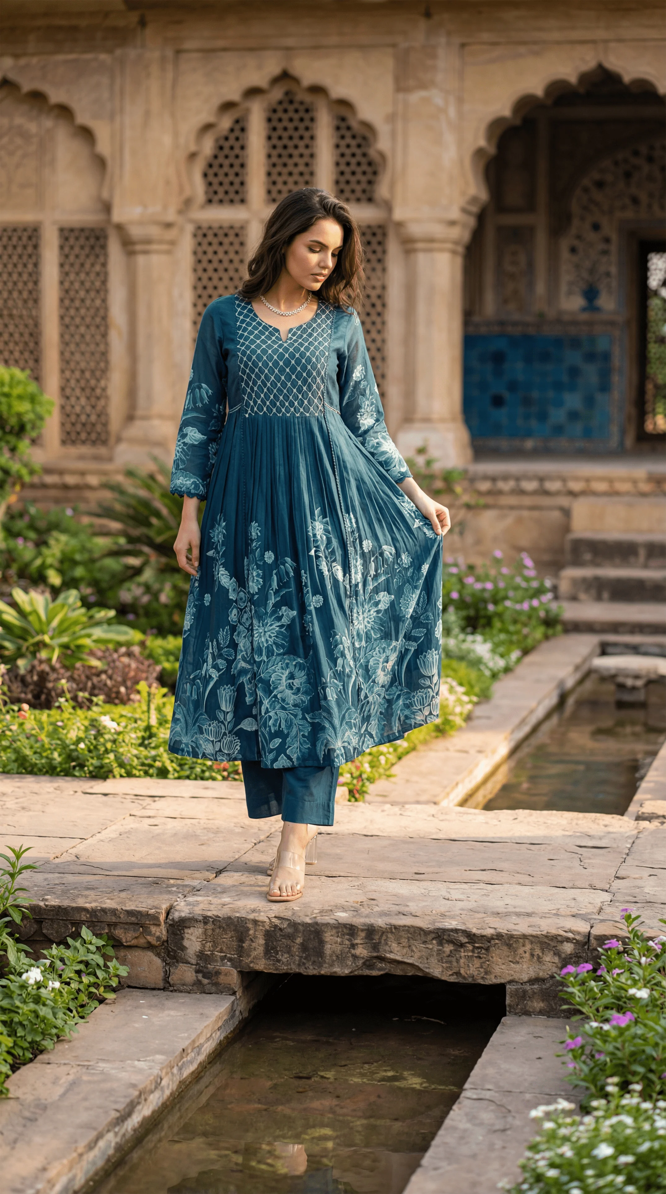 Teal Floral Flow Suit Set - Image 18