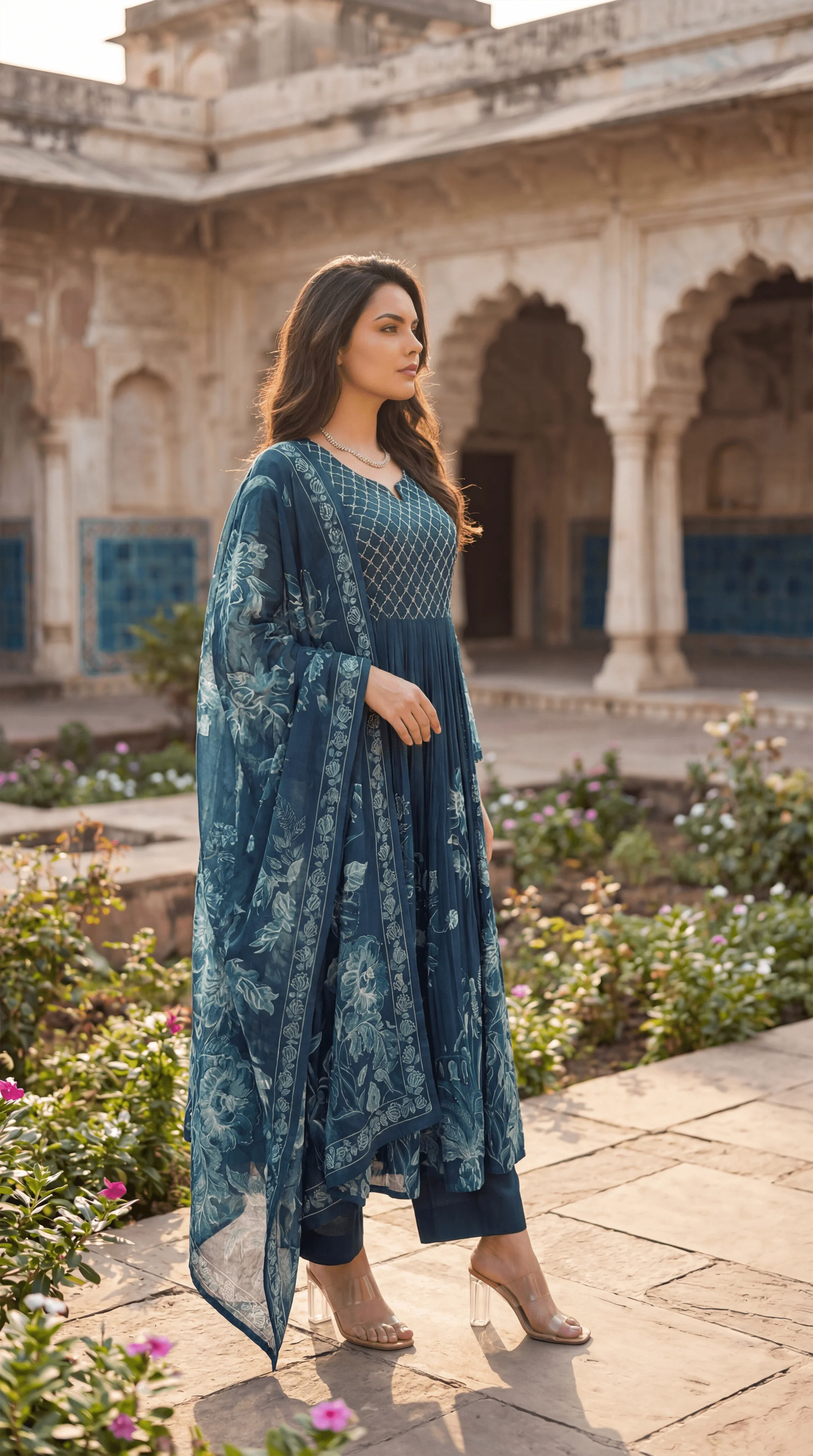 Teal Floral Flow Suit Set - Image 3