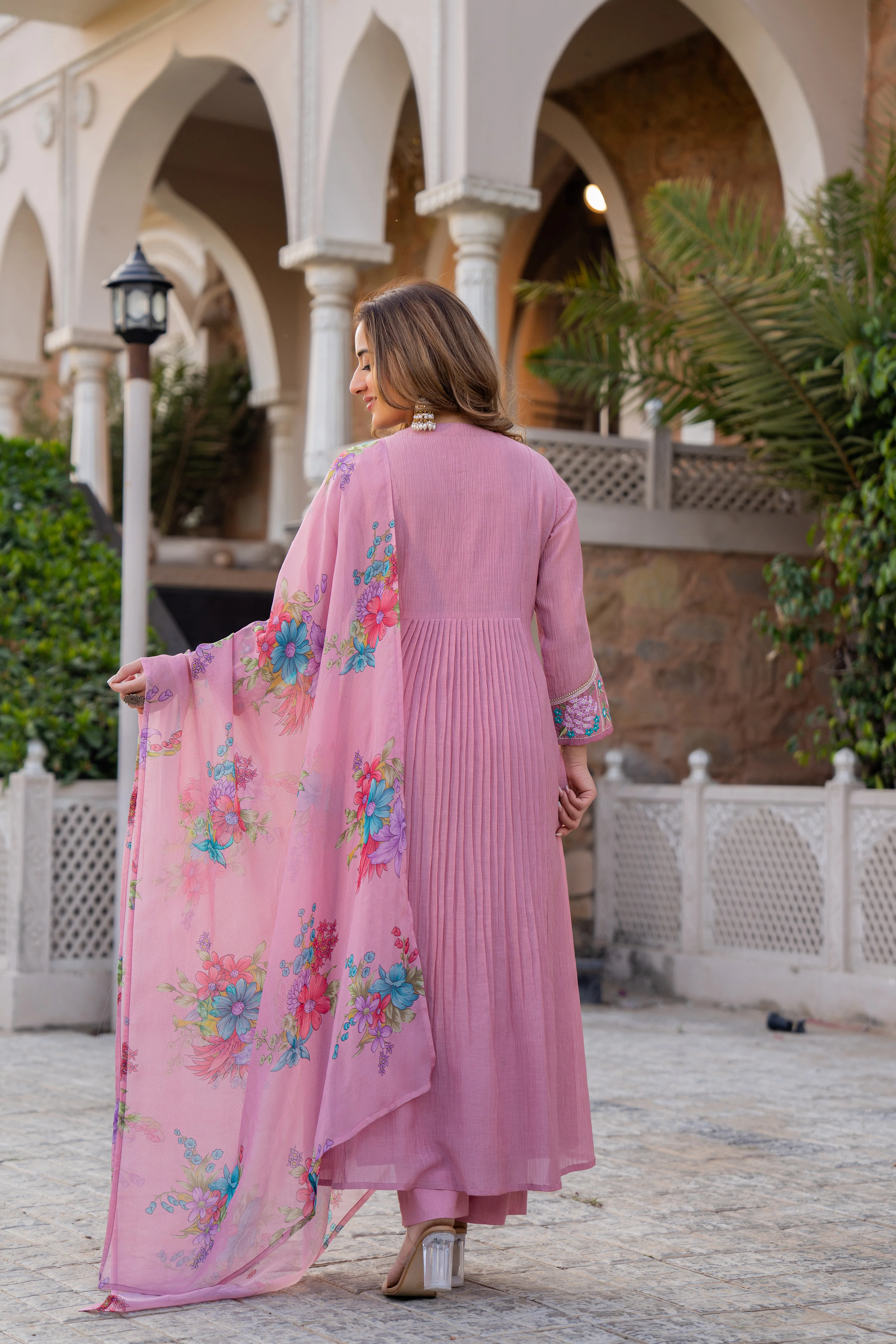 Rose Lilac Chanderi Embroidered Suit Set - Image 15