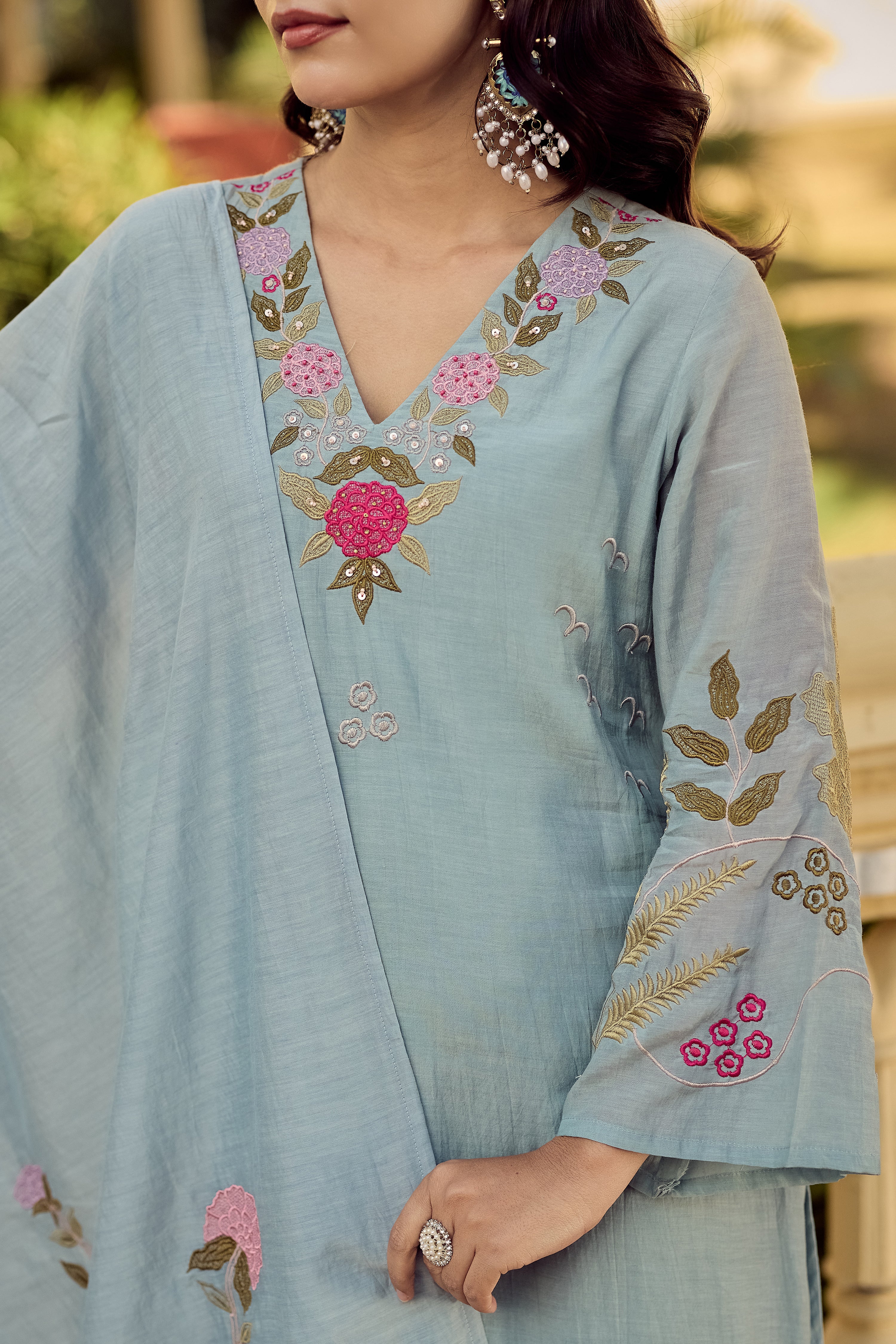 Ocean Mist Chanderi Suit Set - Image 11
