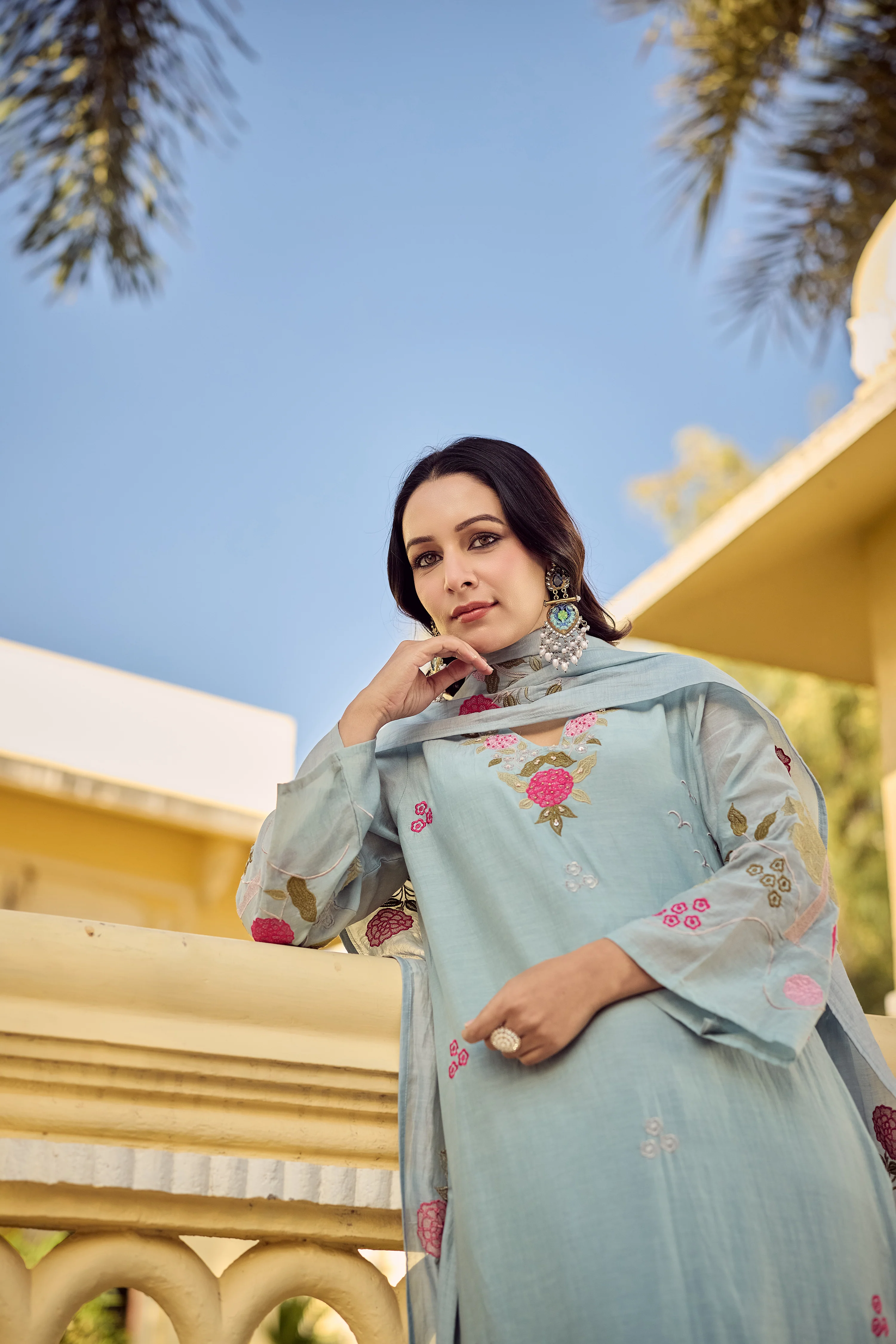 Ocean Mist Chanderi Suit Set - Image 14