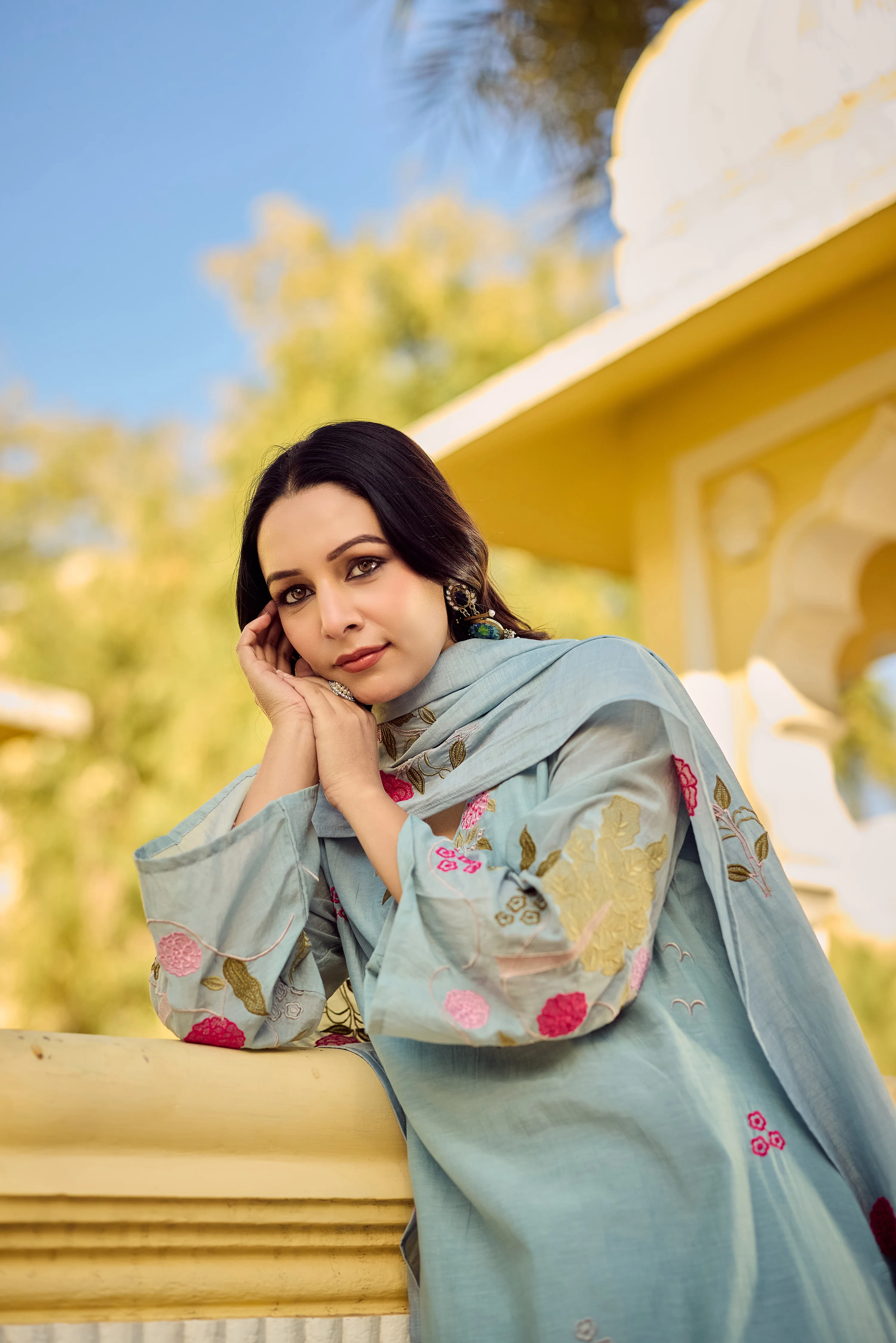 Ocean Mist Chanderi Suit Set - Image 16