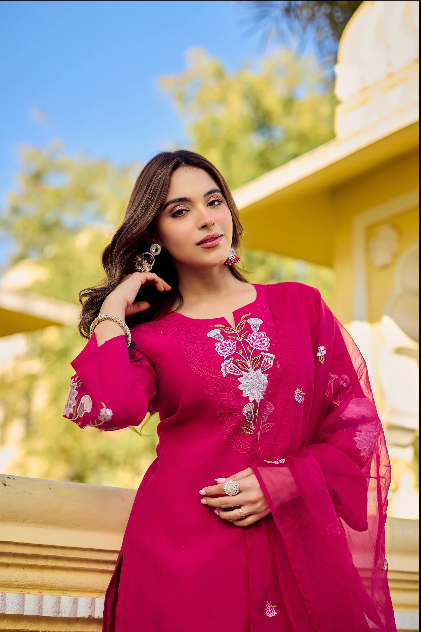 Noor Magenta Embellished Suit Set - Image 13