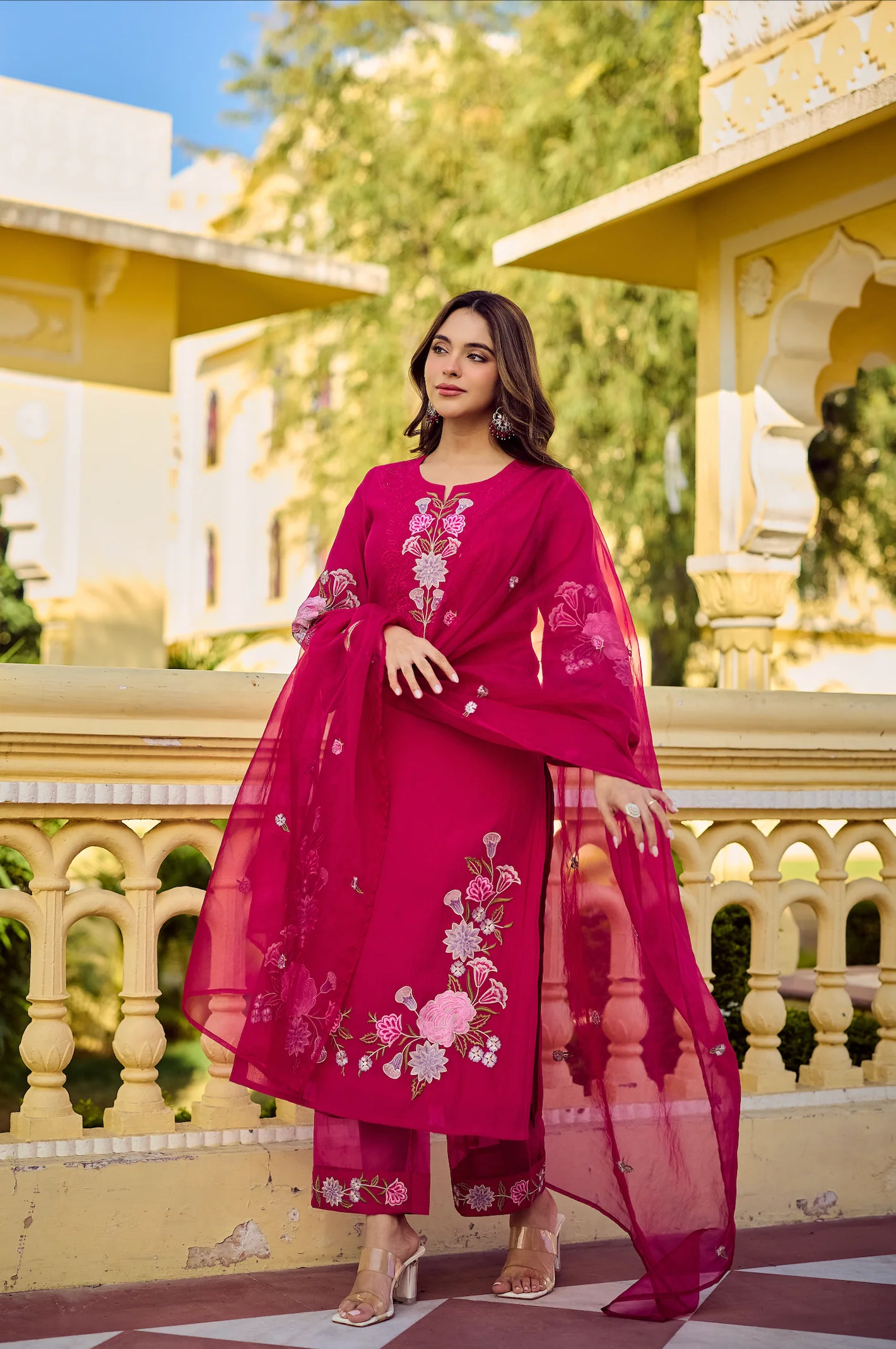 Noor Magenta Embellished Suit Set - Image 2