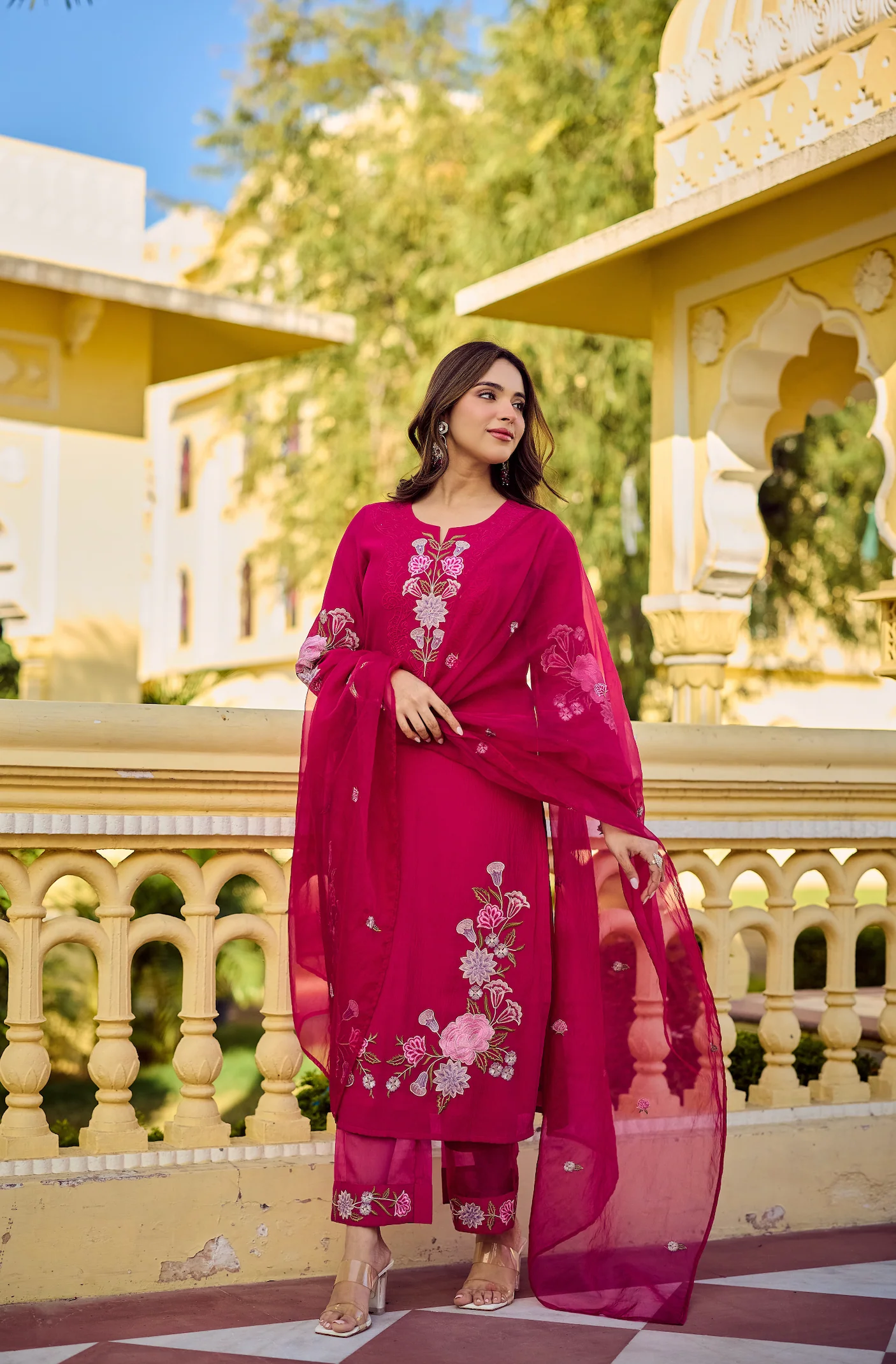 Noor Magenta Embellished Suit Set - Image 7