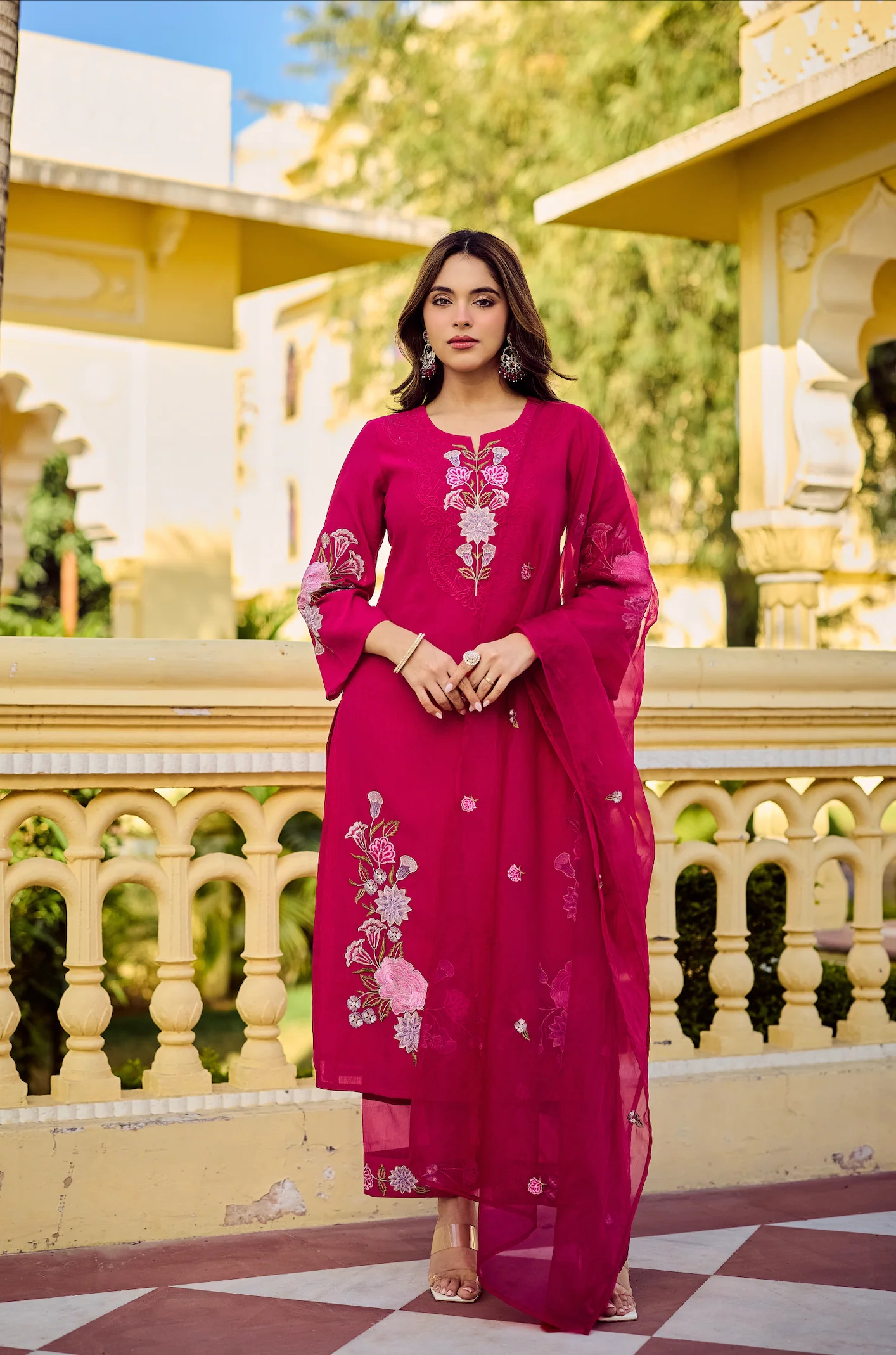 Noor Magenta Embellished Suit Set - Image 9
