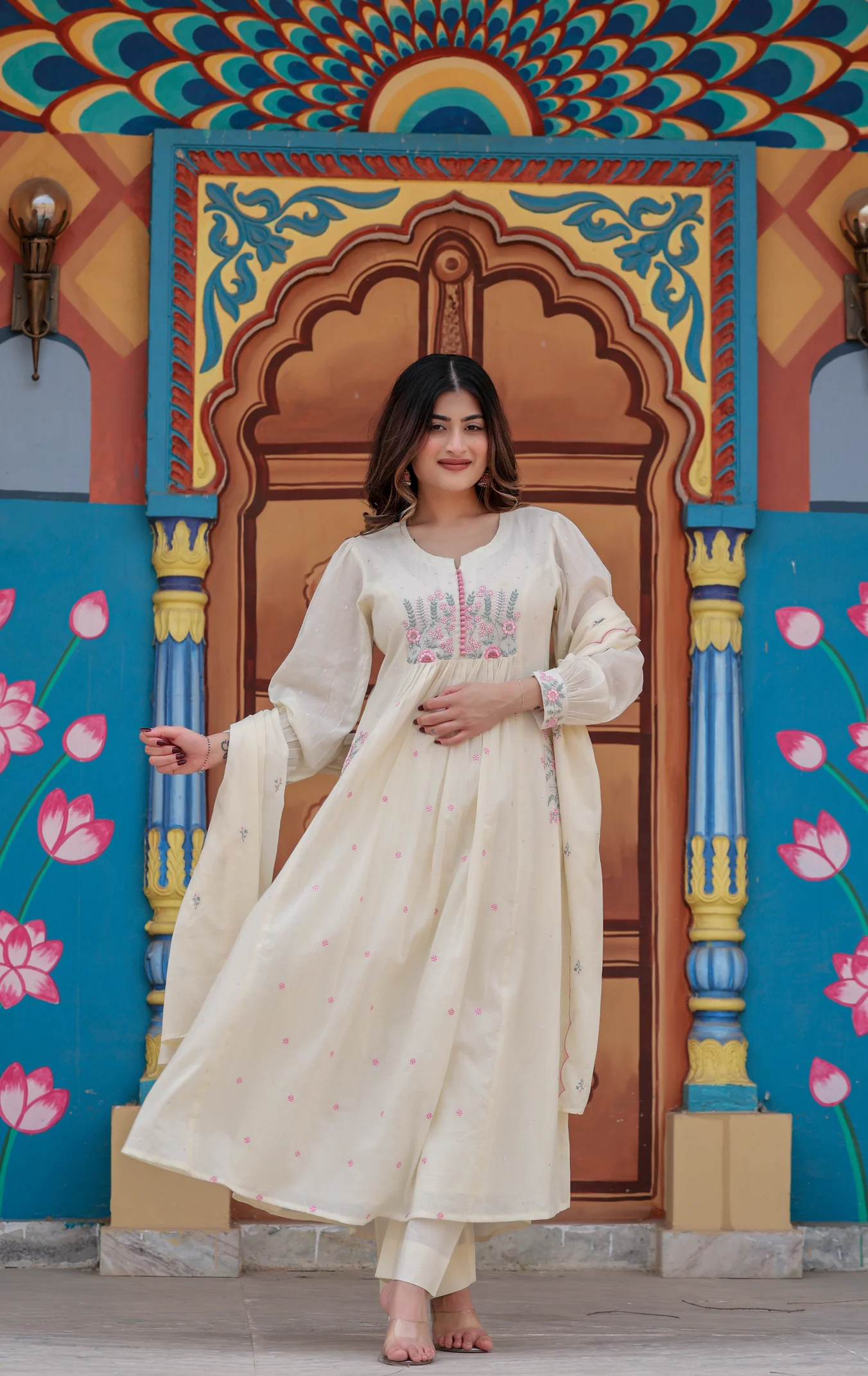 Pearl Glow Mulmul Suit Set - Image 4