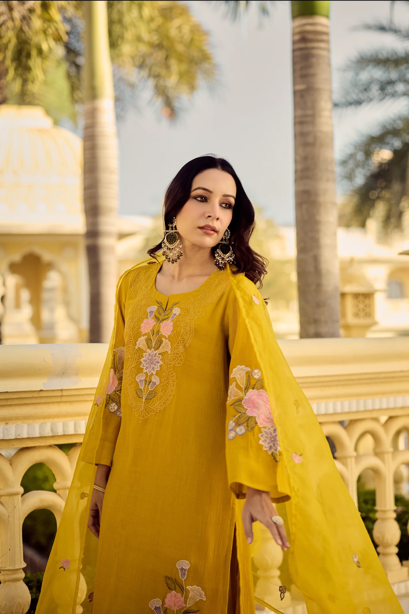 Noor Mustard Embellished Suit Set - Image 4