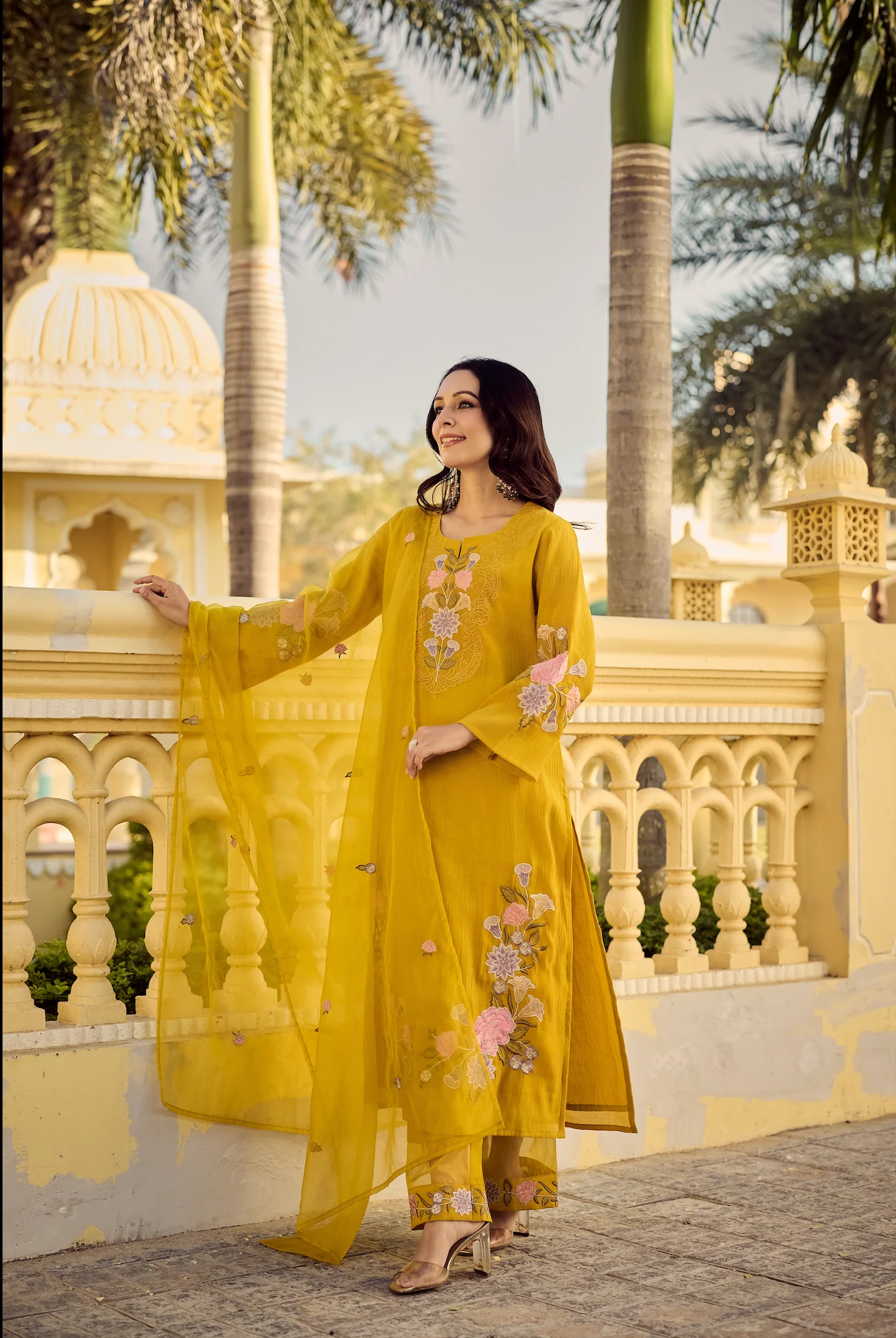 Noor Mustard Embellished Suit Set - Image 9
