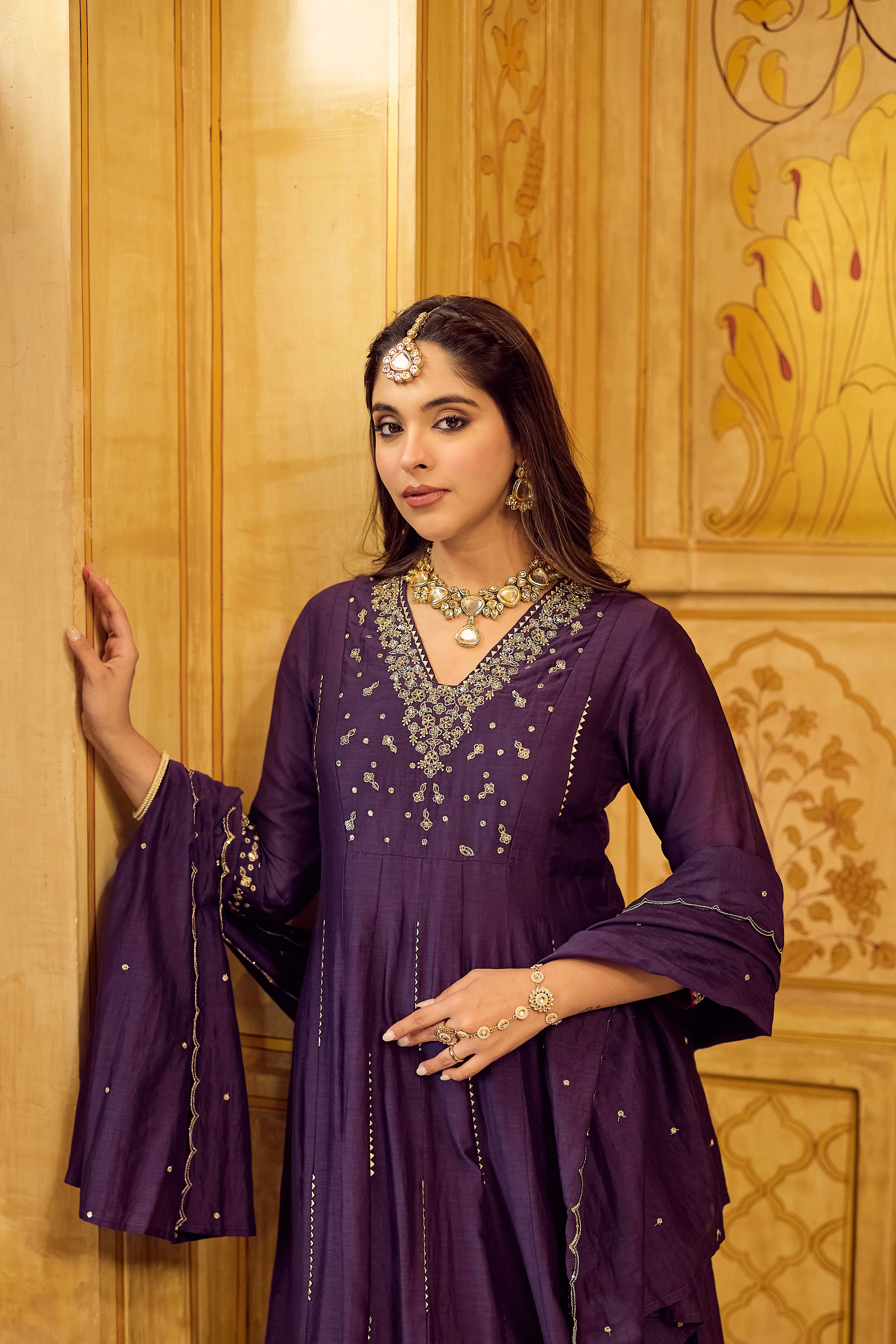 Regal Berry Mul Chanderi Suit Set - Image 11