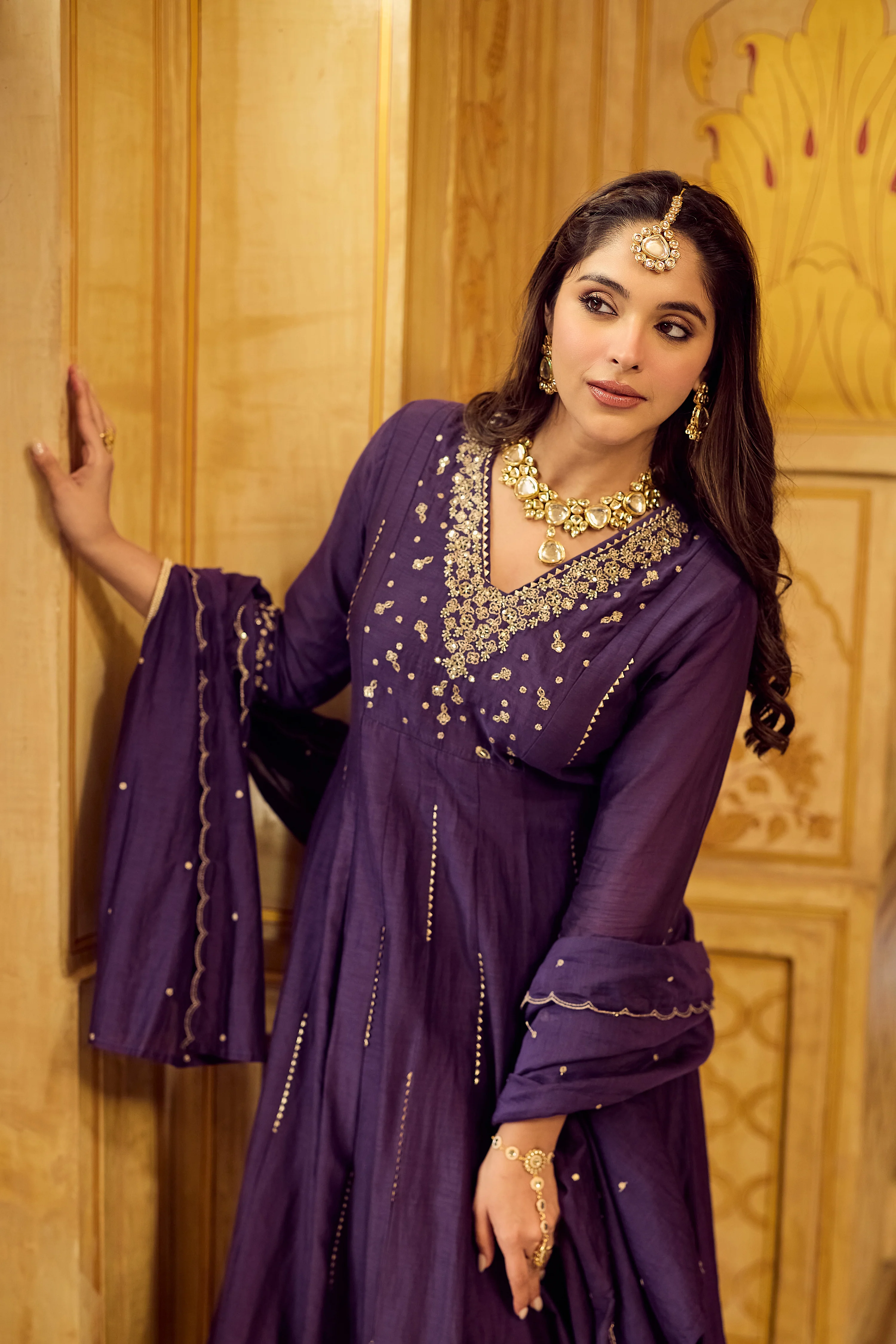 Regal Berry Mul Chanderi Suit Set - Image 13