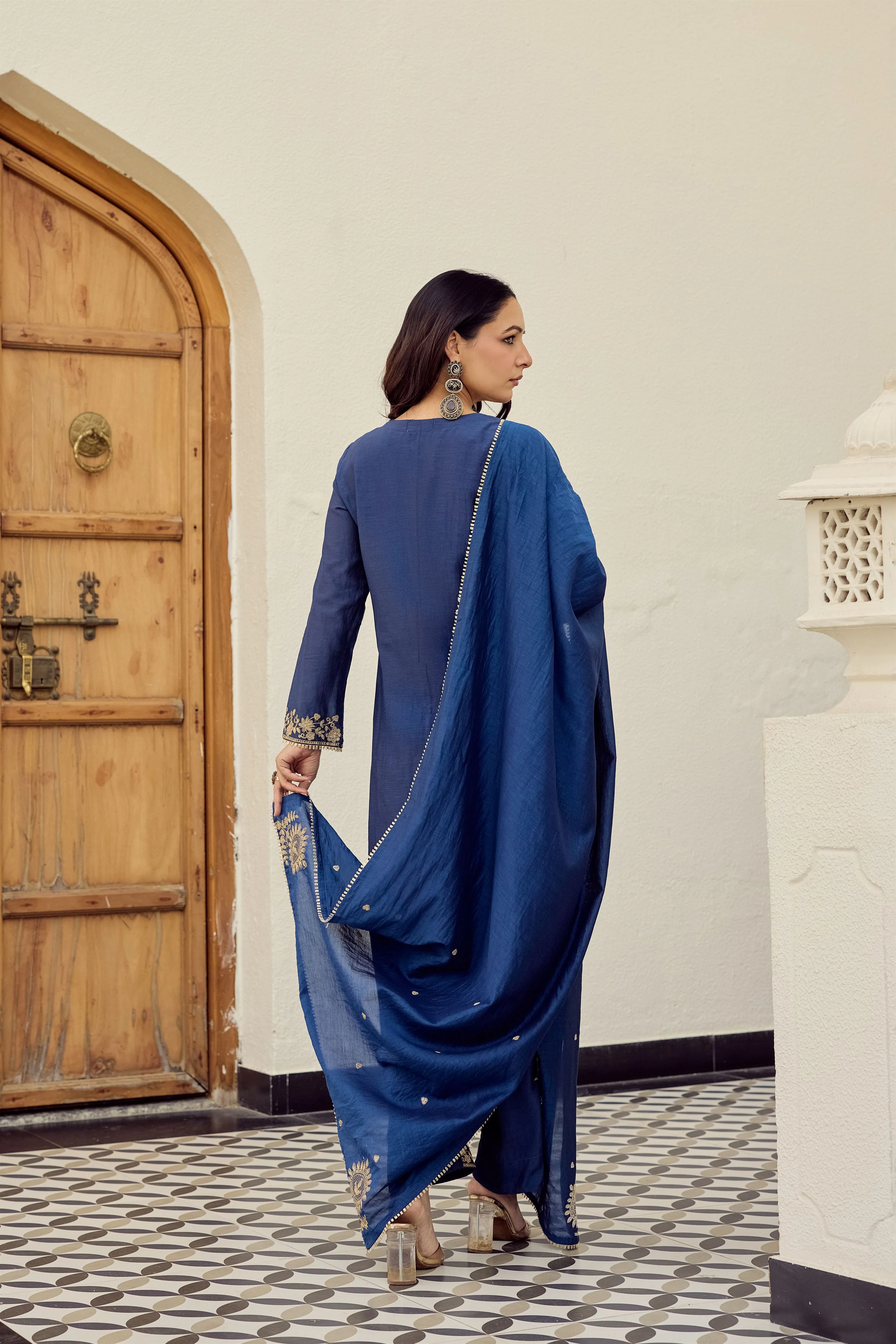 Midnight Blue Embroidered Suit Set - Image 16