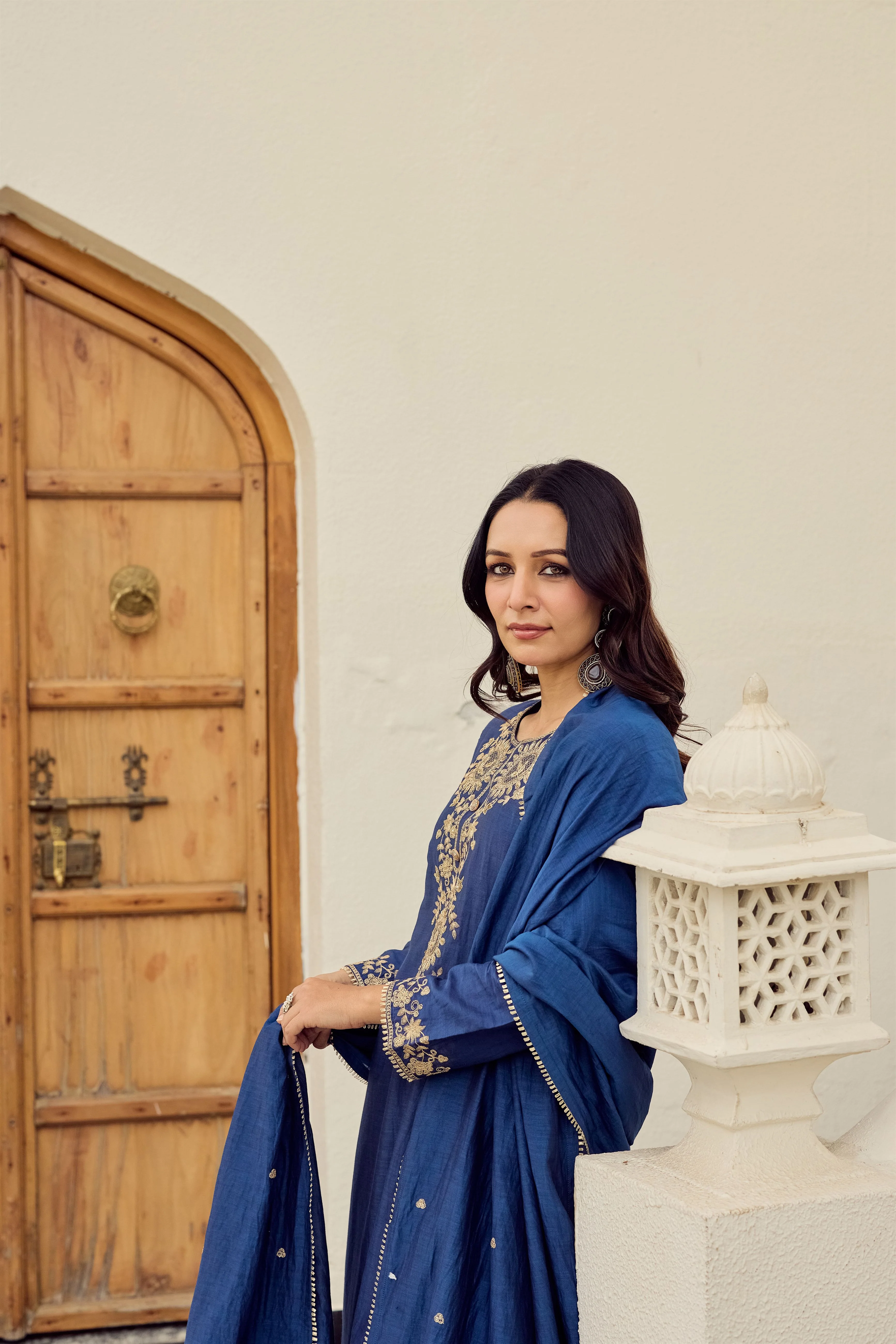 Midnight Blue Embroidered Suit Set - Image 4