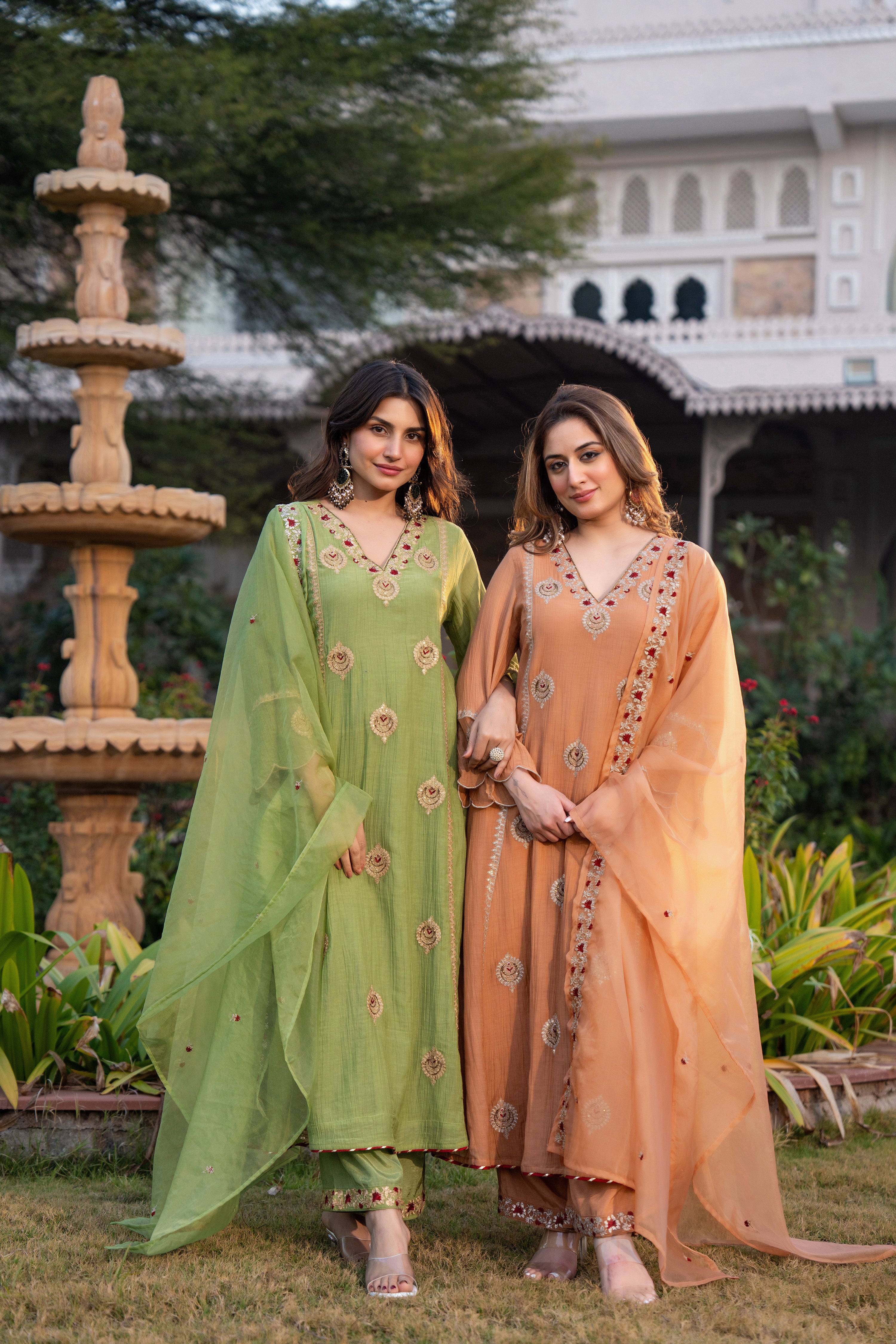 Soft Peach Chanderi Suit Set - Image 17
