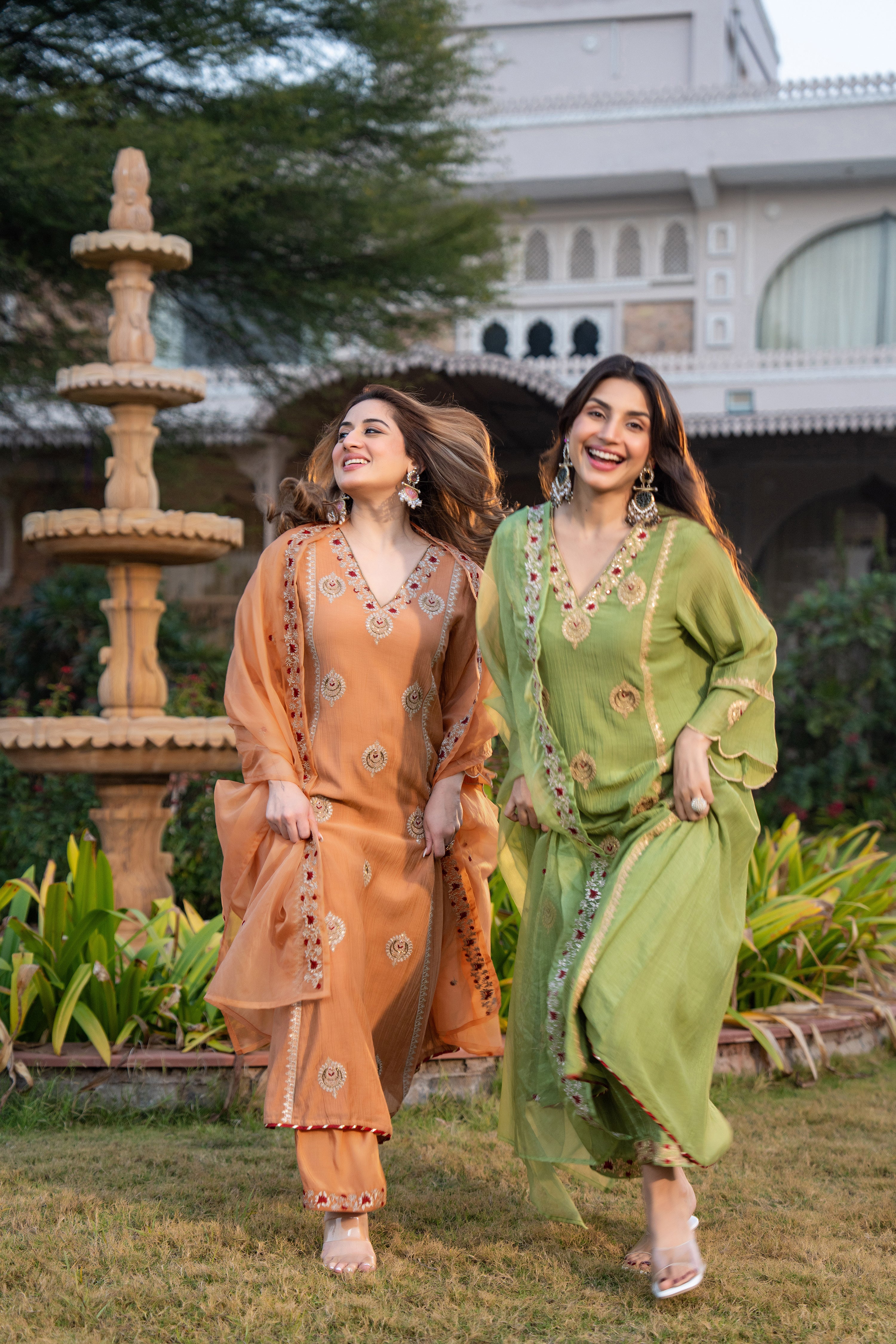 Soft Peach Chanderi Suit Set - Image 20