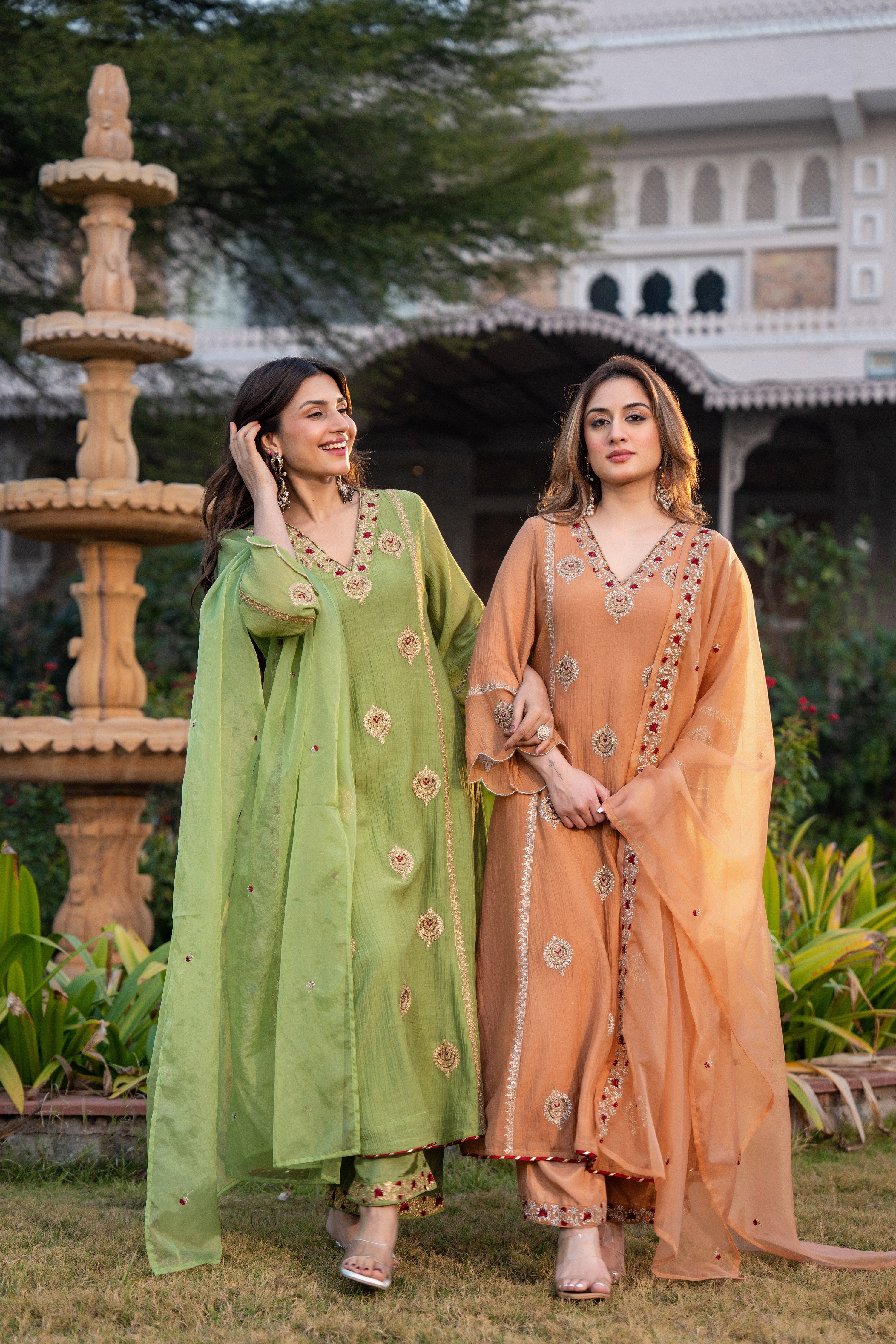 Soft Peach Chanderi Suit Set - Image 6