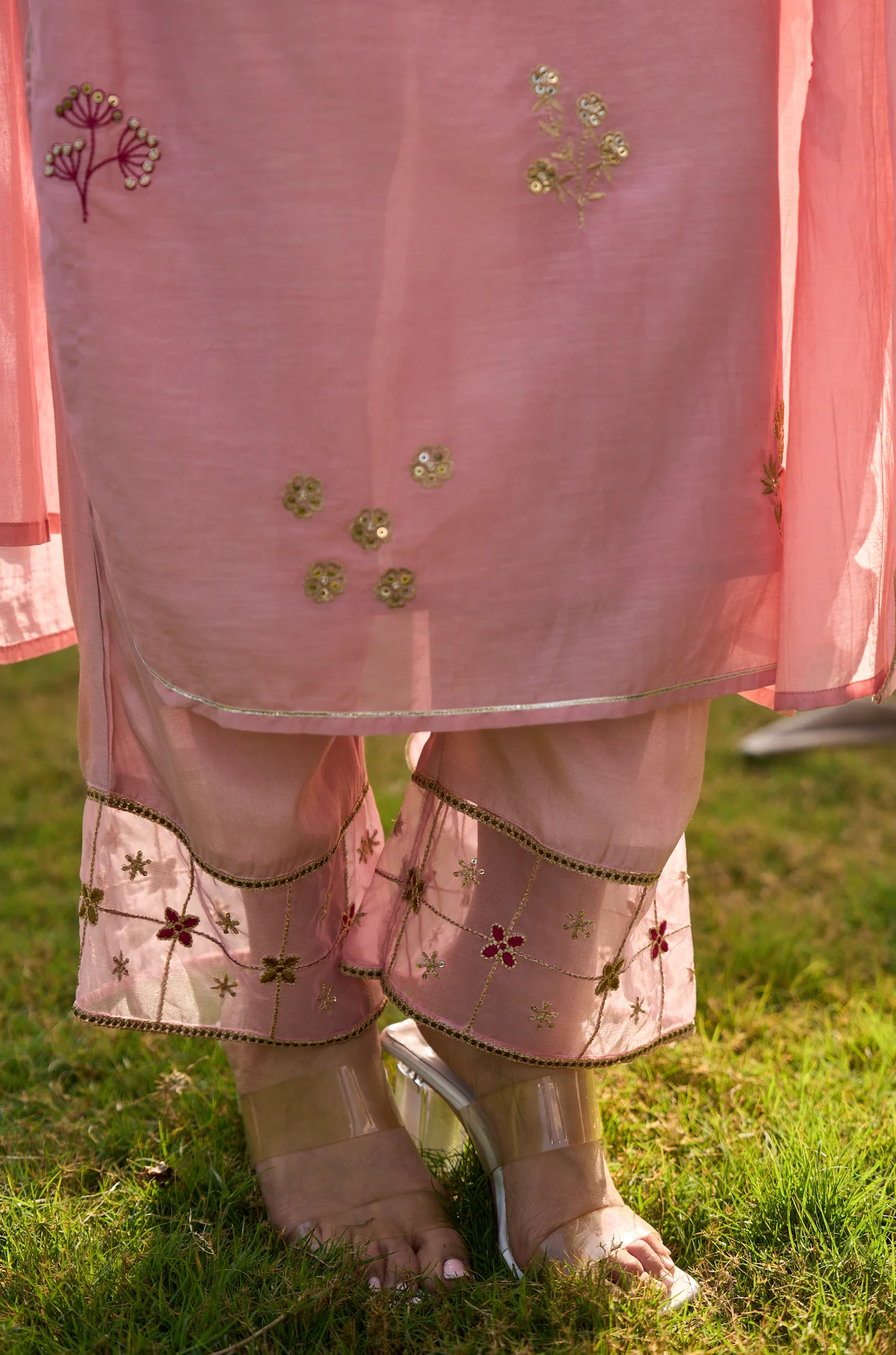 Blush Rose Chanderi Embroidered Suit Set - Image 13