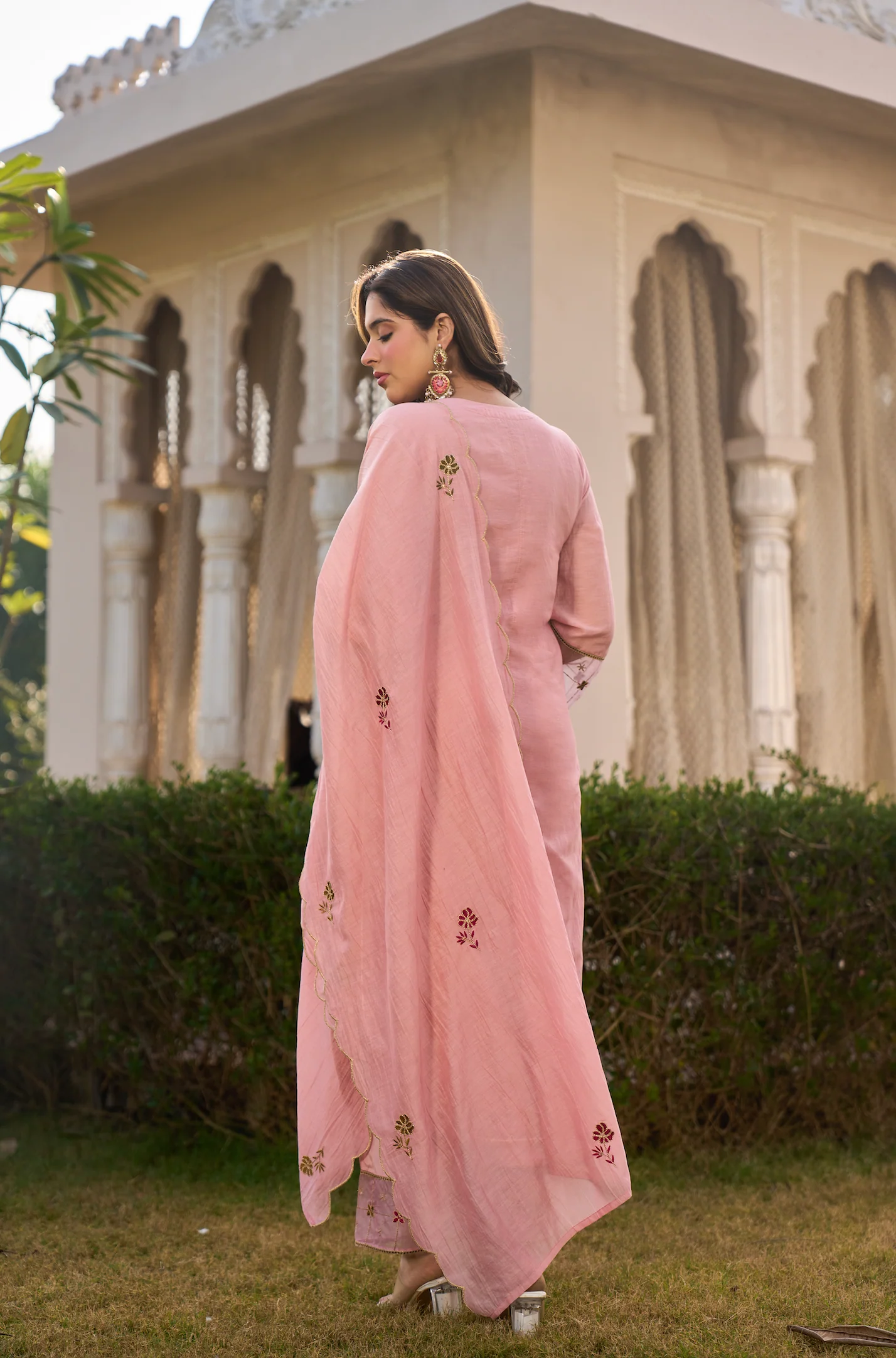Blush Rose Chanderi Embroidered Suit Set - Image 17