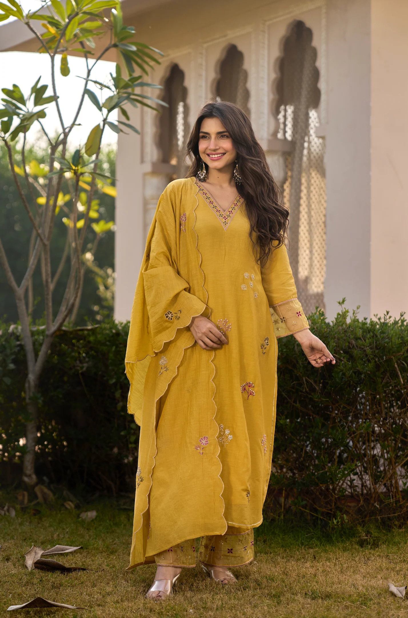 Mustard Noor Chanderi Suit Set - Image 3