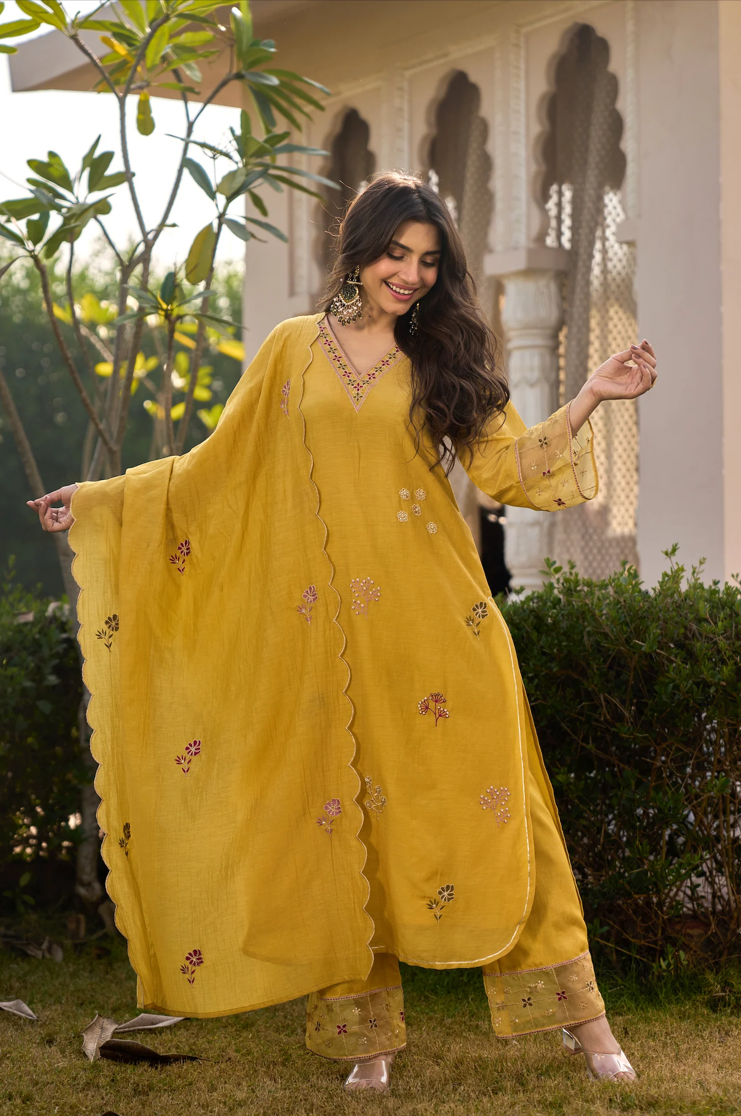 Mustard Noor Chanderi Suit Set - Image 6