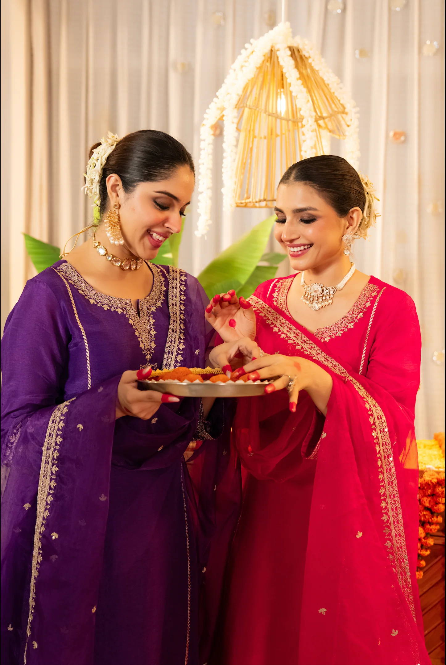 Crimson Glow Dola Silk Suit Set - Image 15