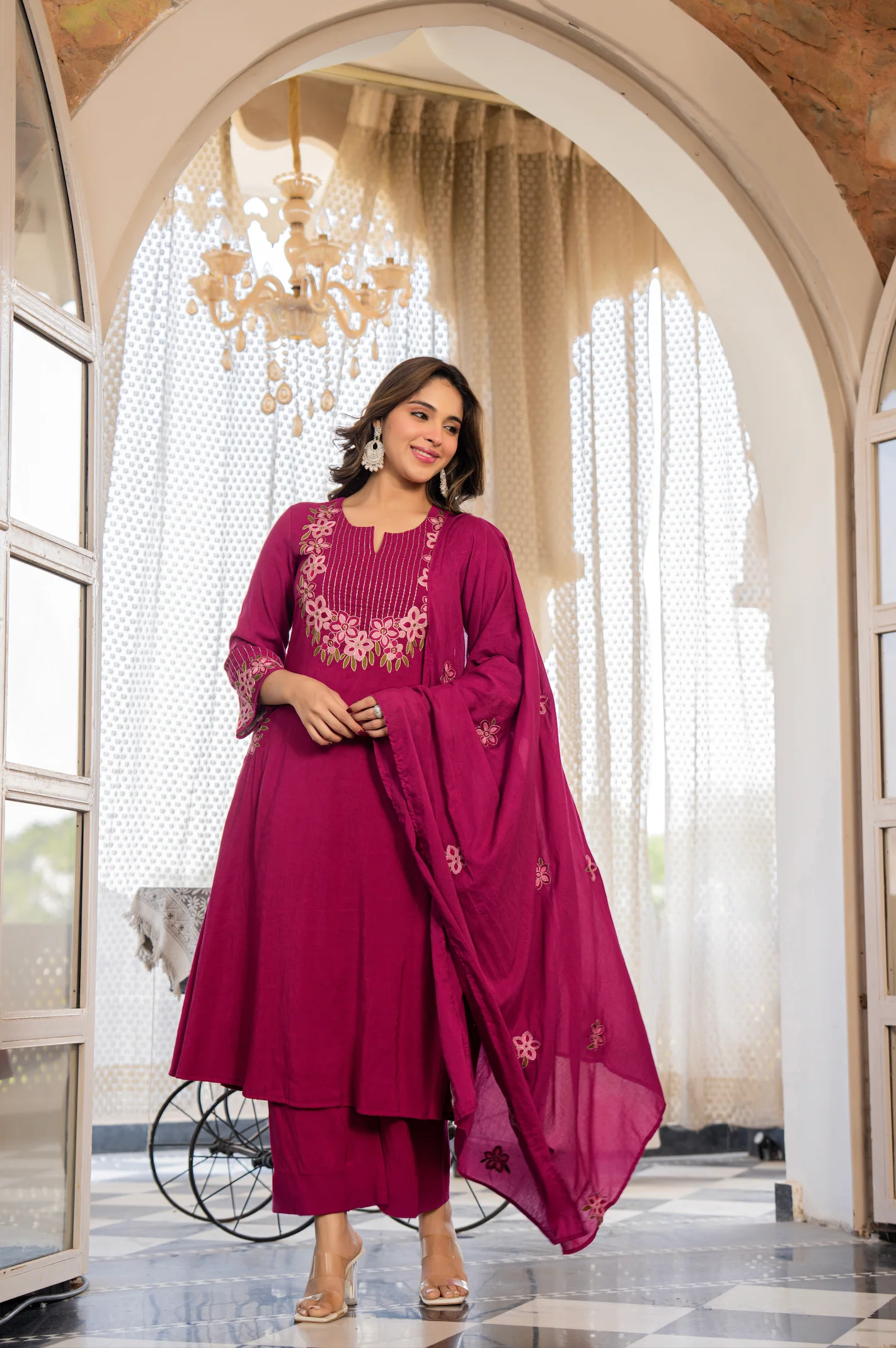 Berry Bloom A-line Suit Set - Image 6