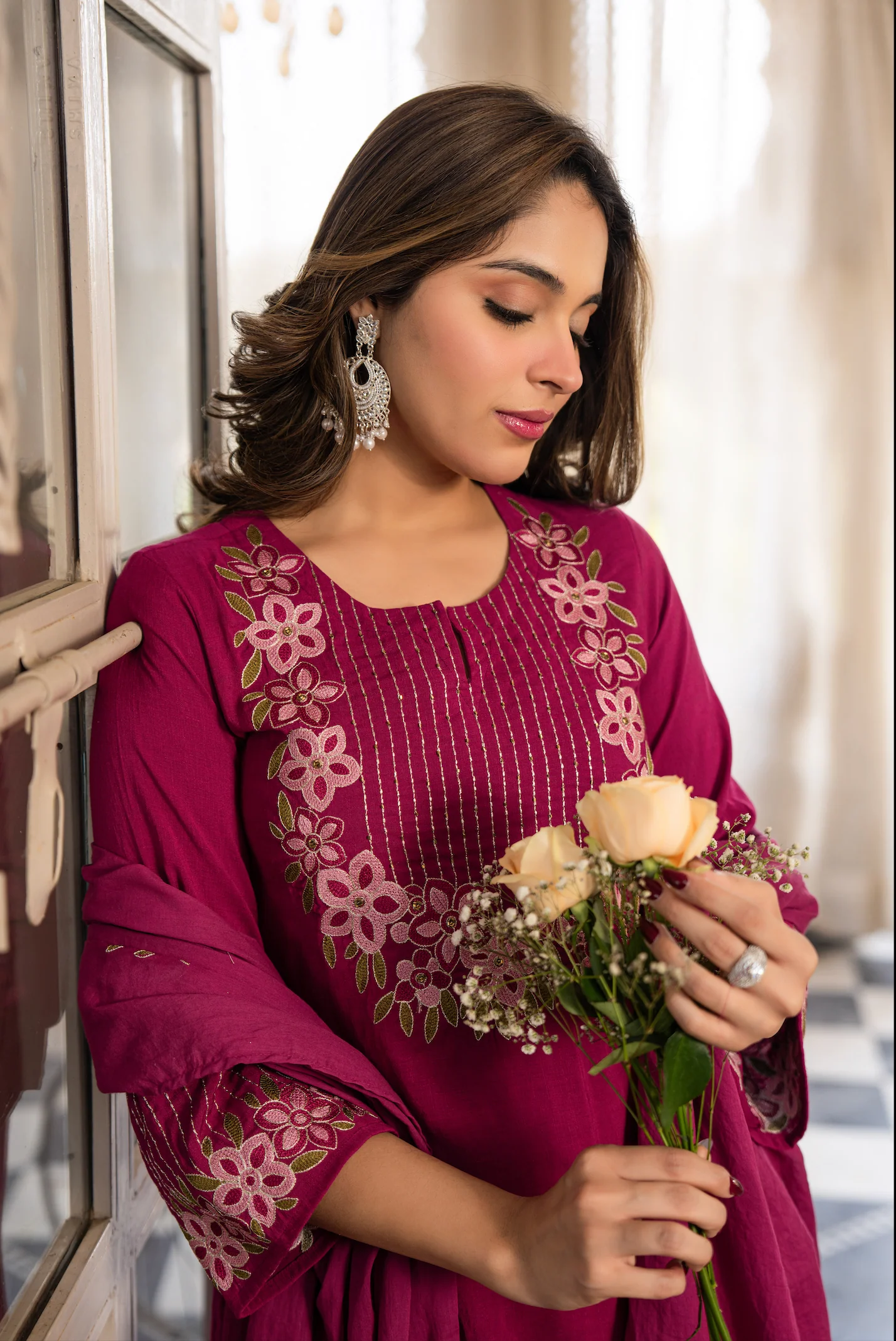 Berry Bloom A-line Suit Set - Image 7