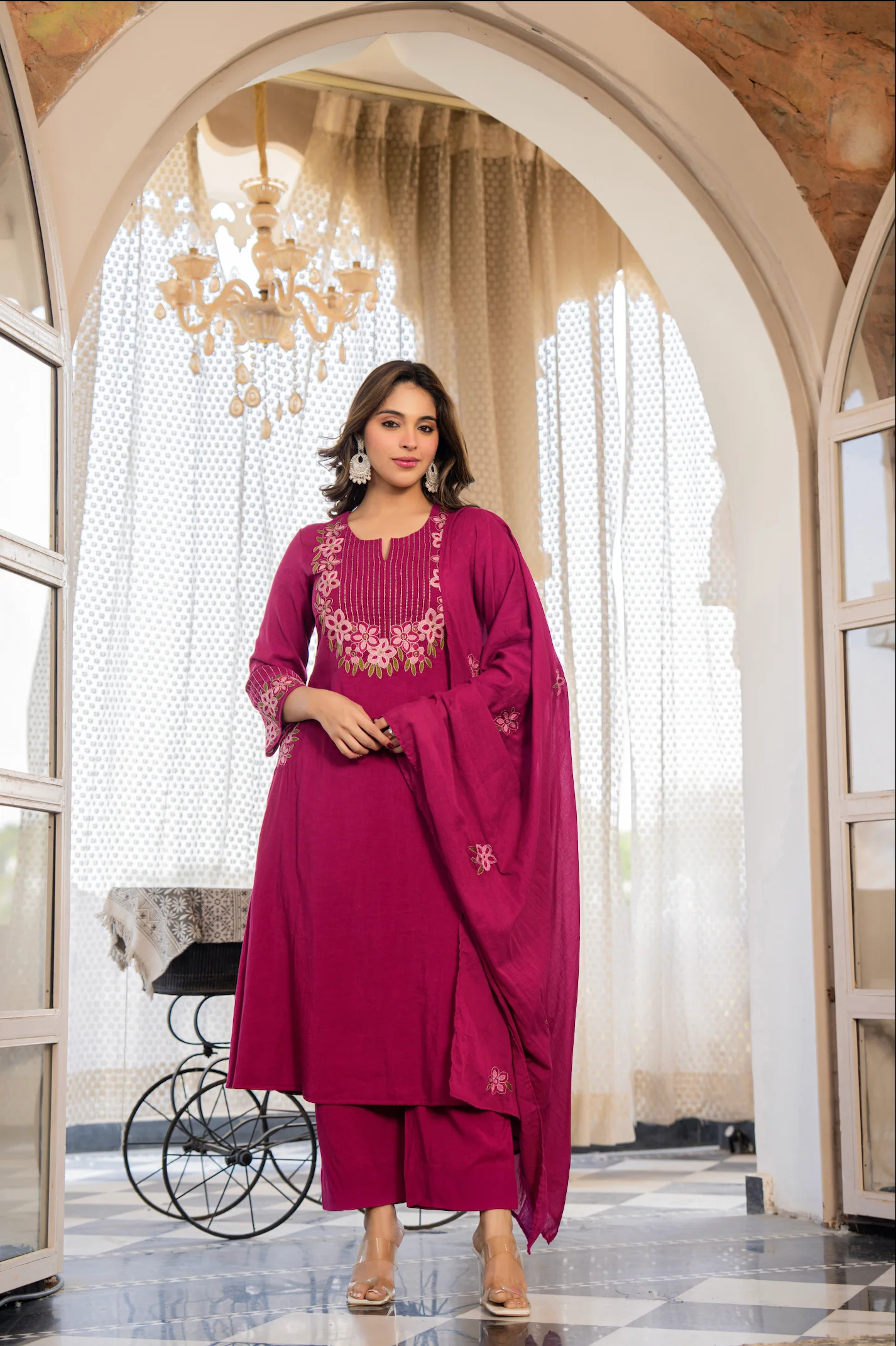 Berry Bloom A-line Suit Set - Image 8