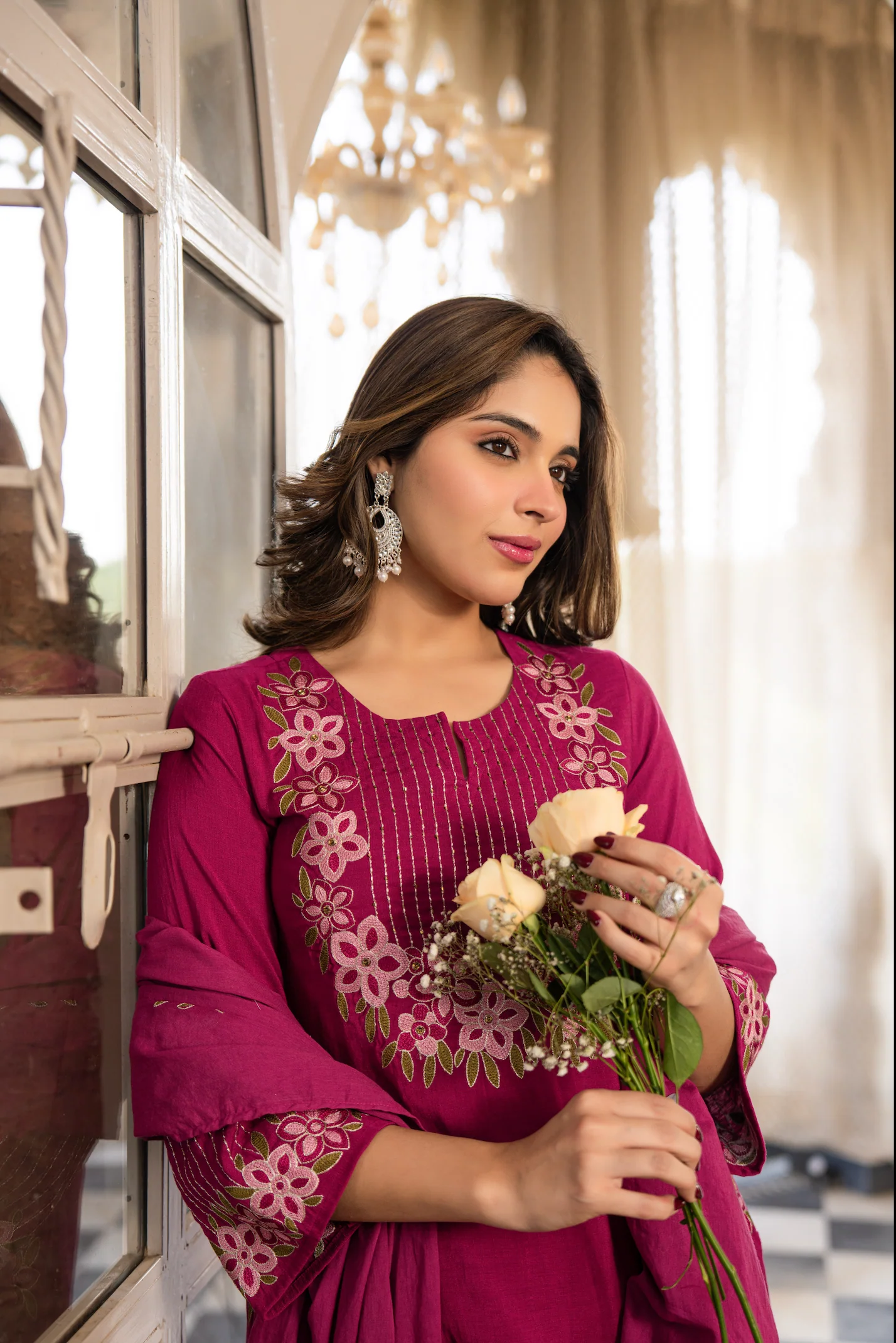 Berry Bloom A-line Suit Set - Image 9