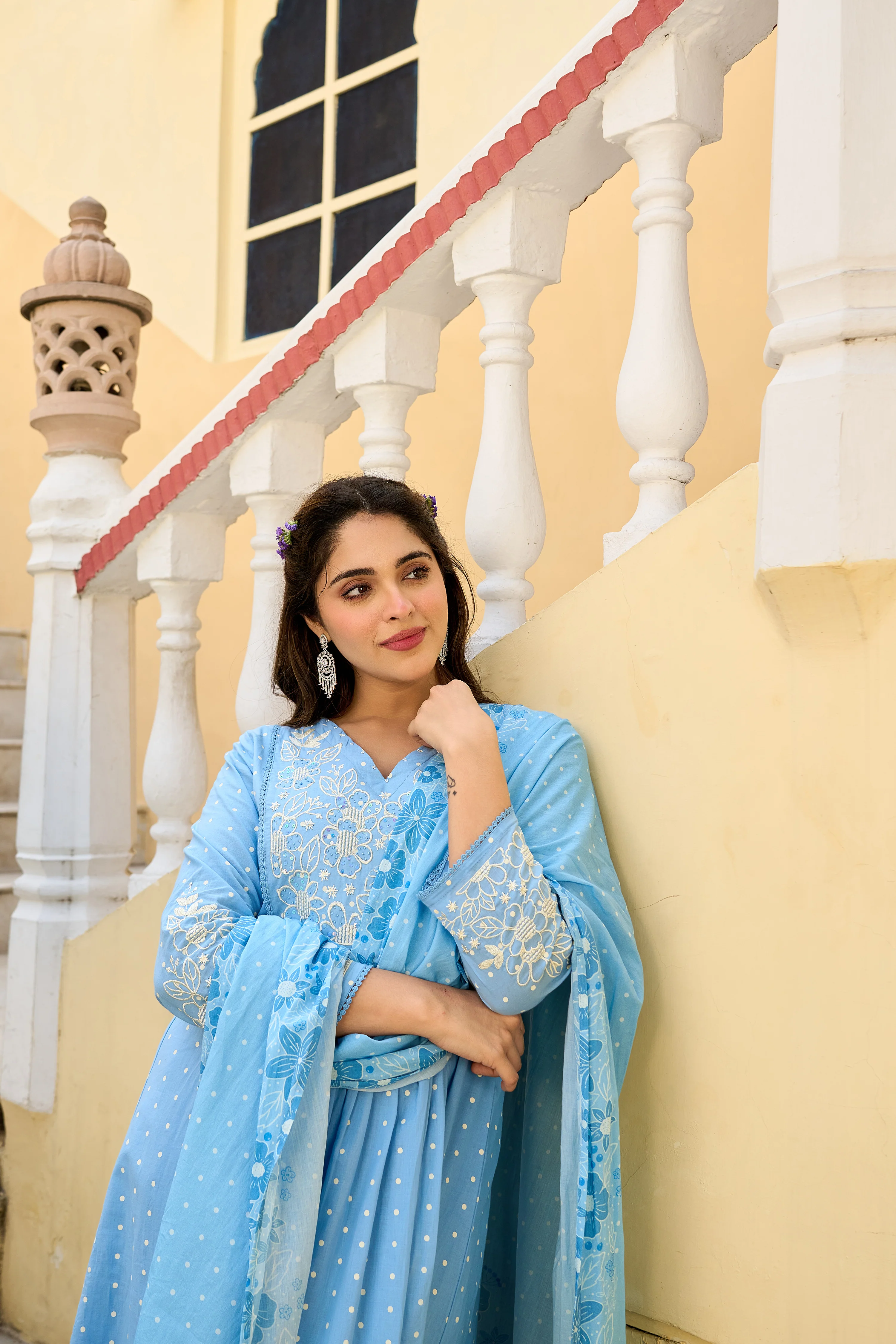 Pastel Sky Mul Cotton Suit Set - Image 11