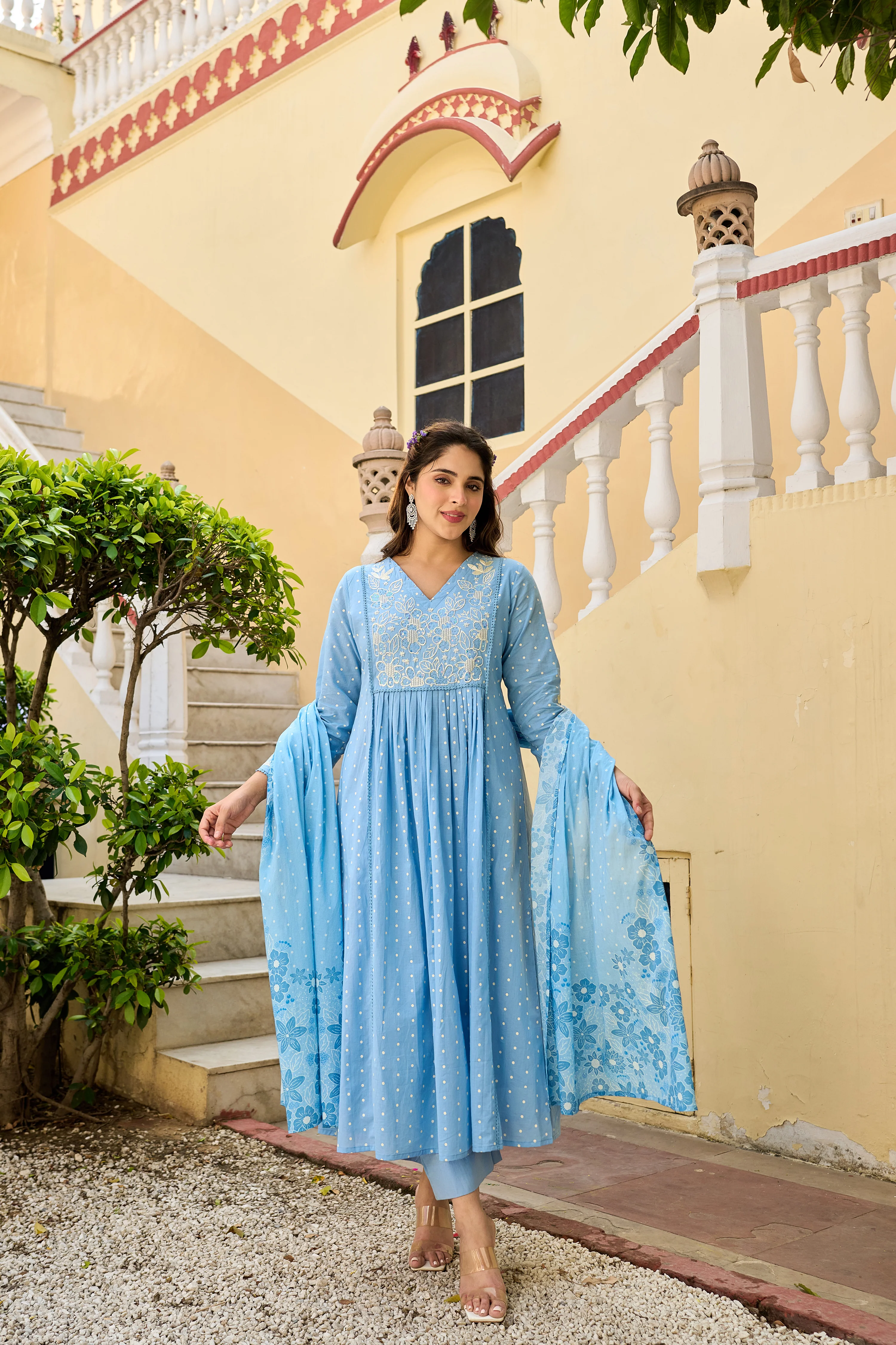 Pastel Sky Mul Cotton Suit Set - Image 13