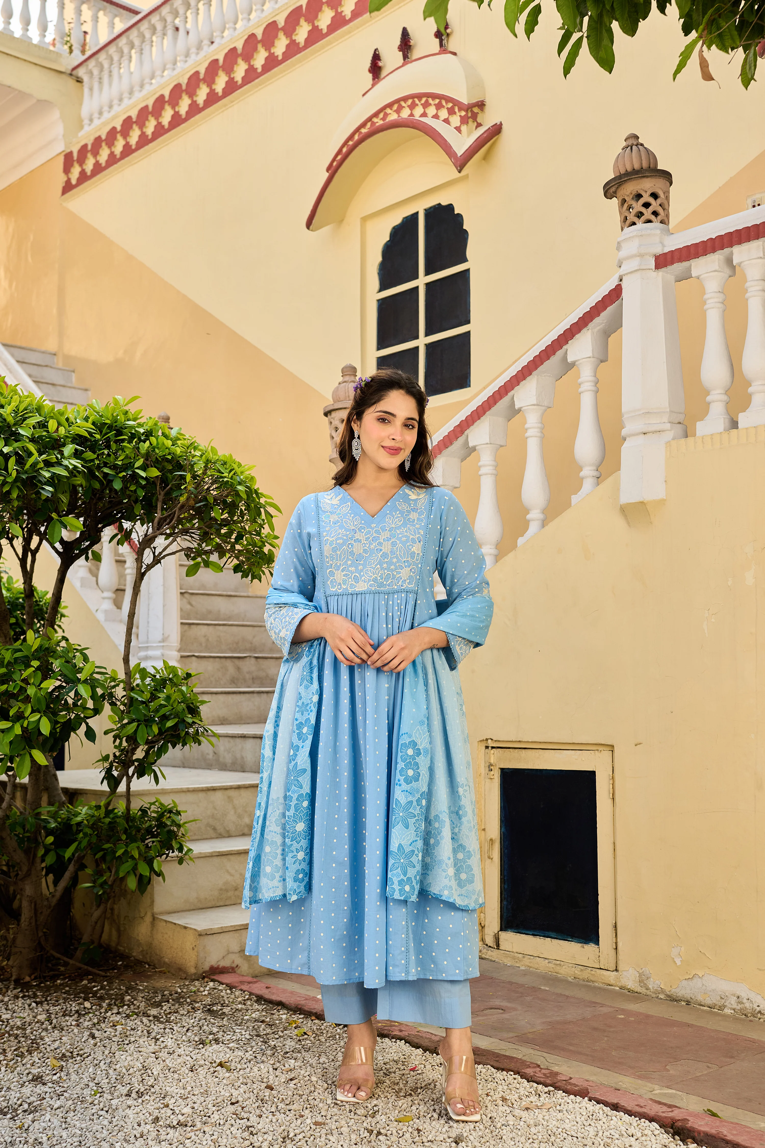Pastel Sky Mul Cotton Suit Set - Image 3
