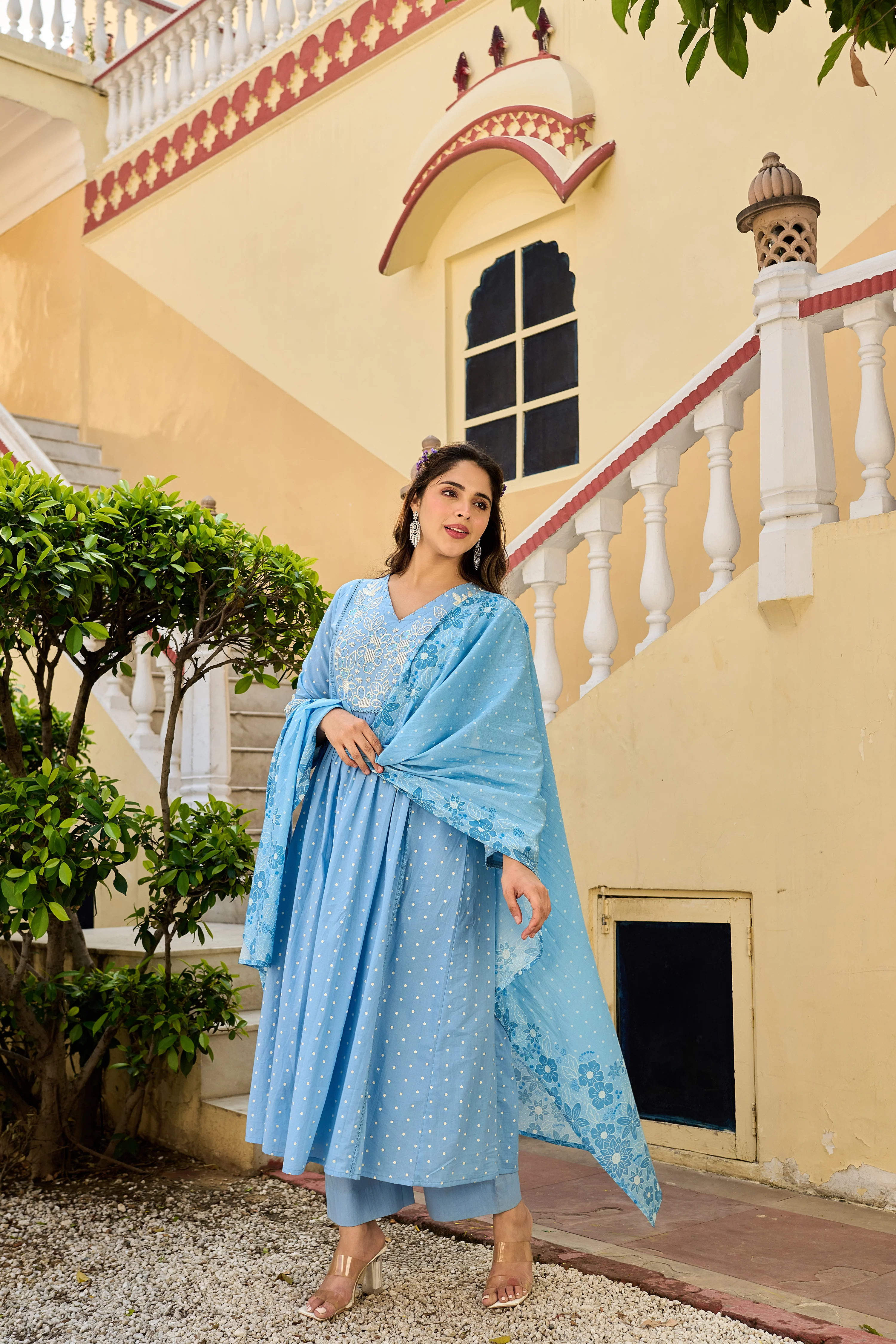 Pastel Sky Mul Cotton Suit Set - Image 4