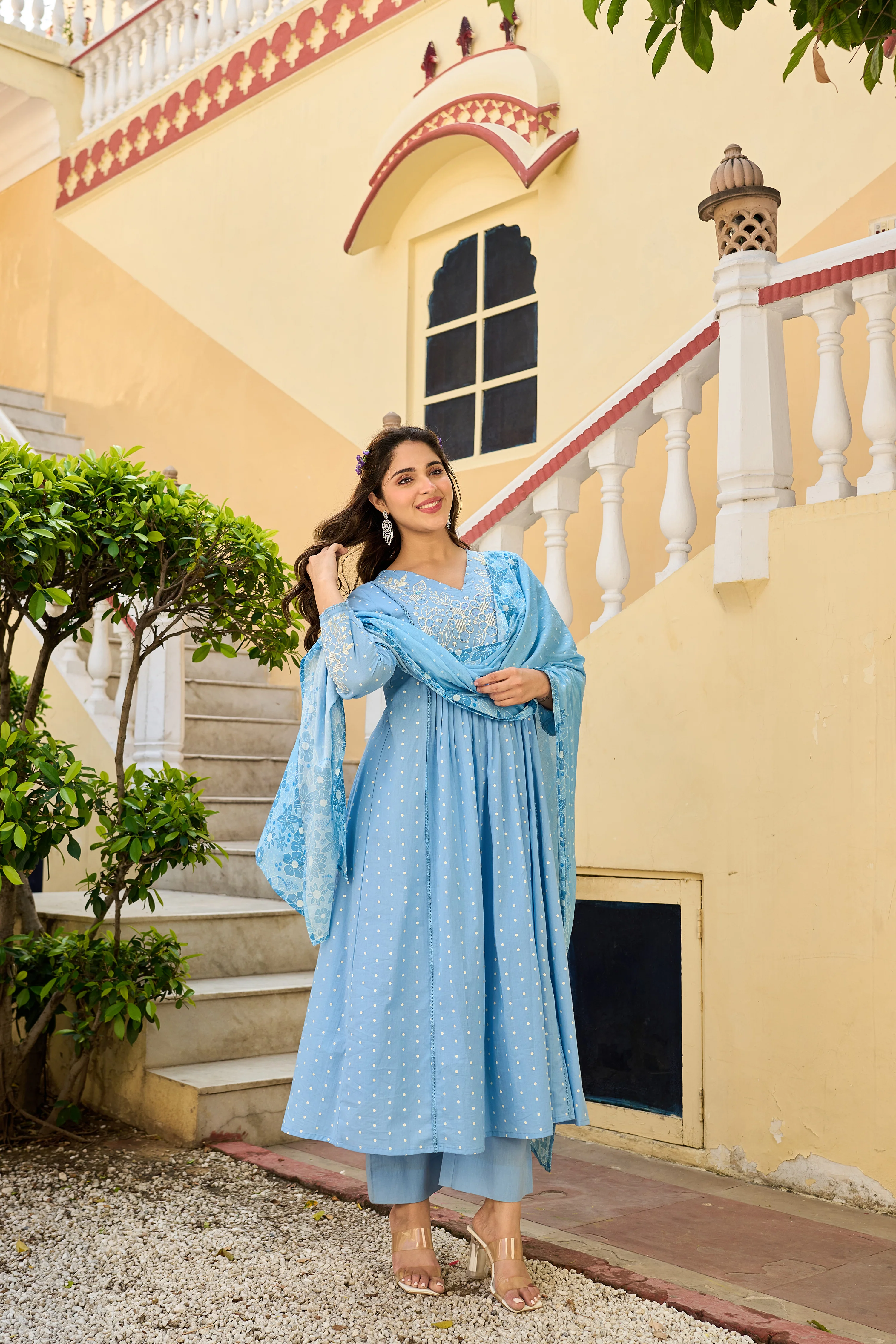 Pastel Sky Mul Cotton Suit Set - Image 6