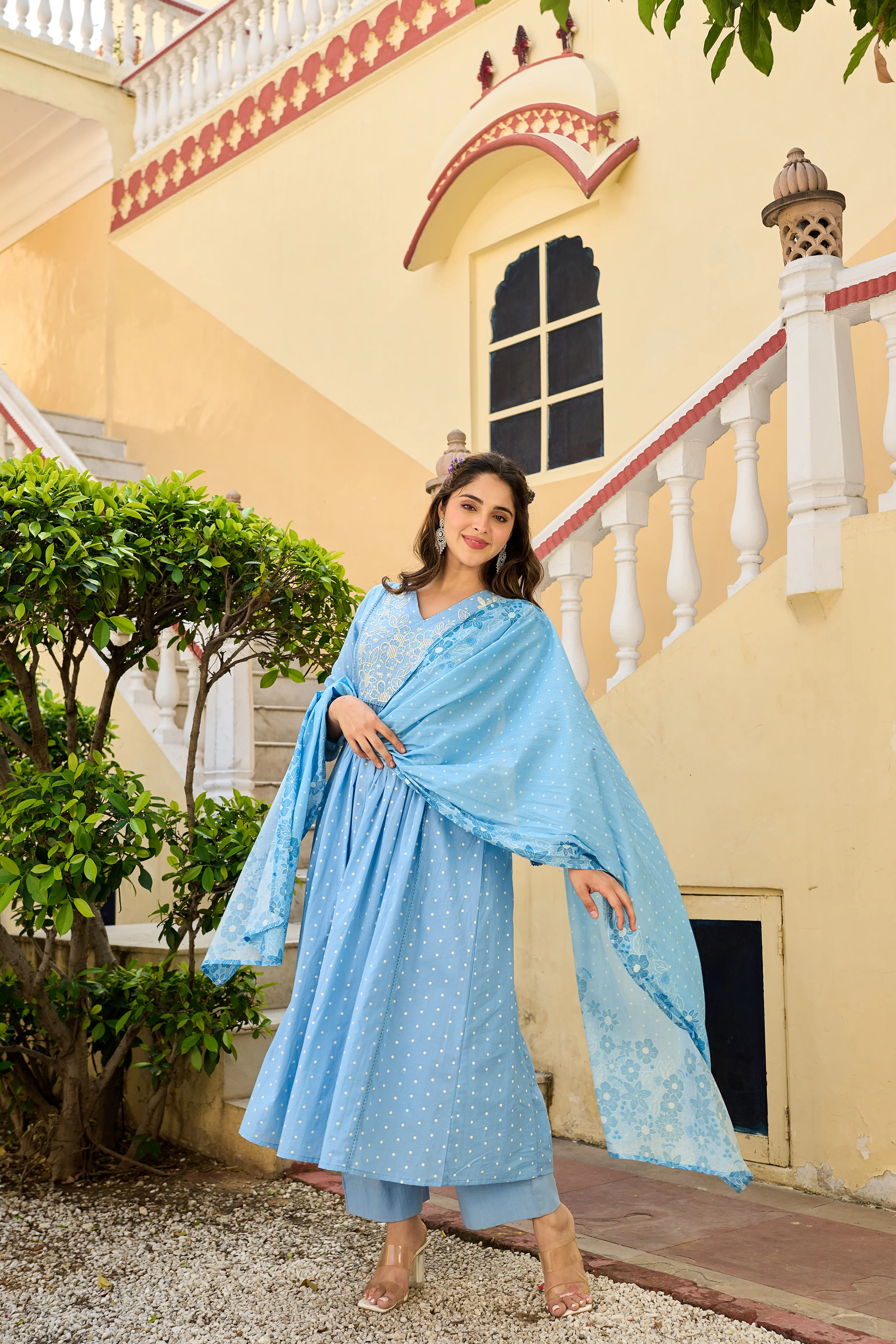 Pastel Sky Mul Cotton Suit Set - Image 8